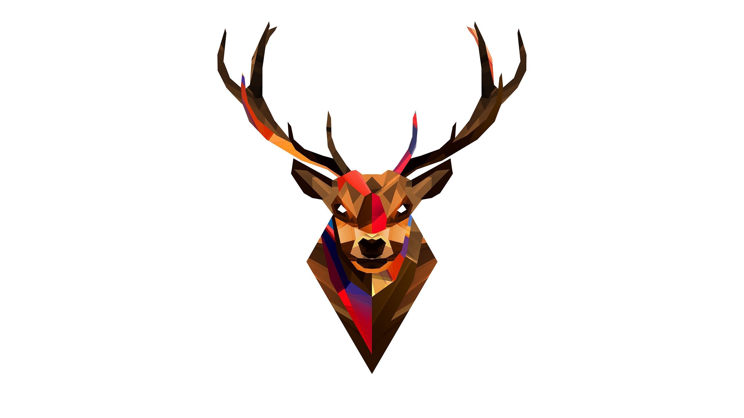 Geometric Animal: Art that uses straight and curved lines and color to form shapes, Deer. 2560x1440 HD Background.