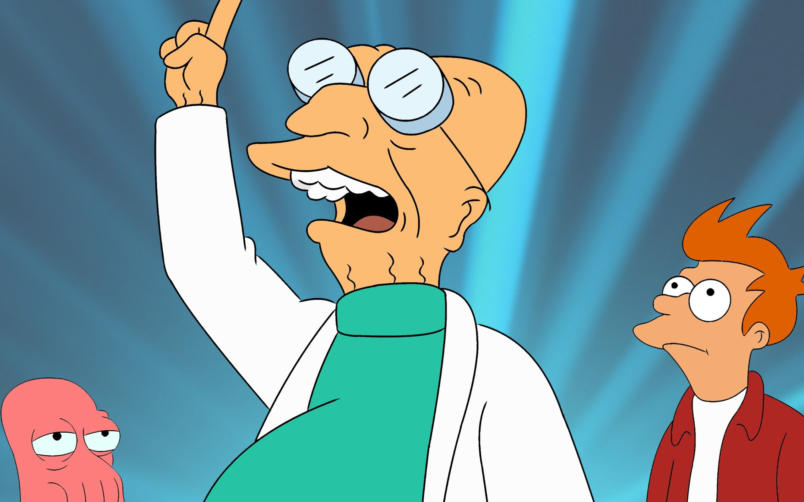 Futurama: An American adult animated science fiction sitcom series, Professor Farnsworth. 2560x1600 HD Wallpaper.