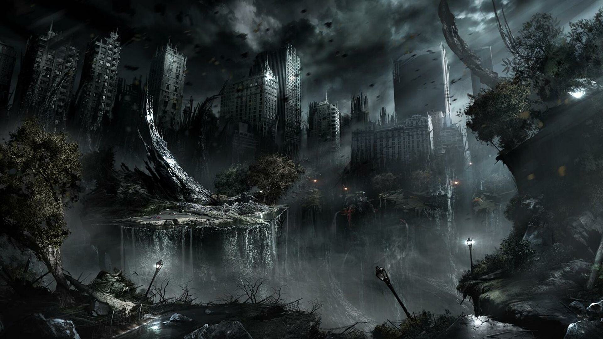 Post-apocalypse: Catastrophe, Ghost town. 1920x1080 Full HD Wallpaper.
