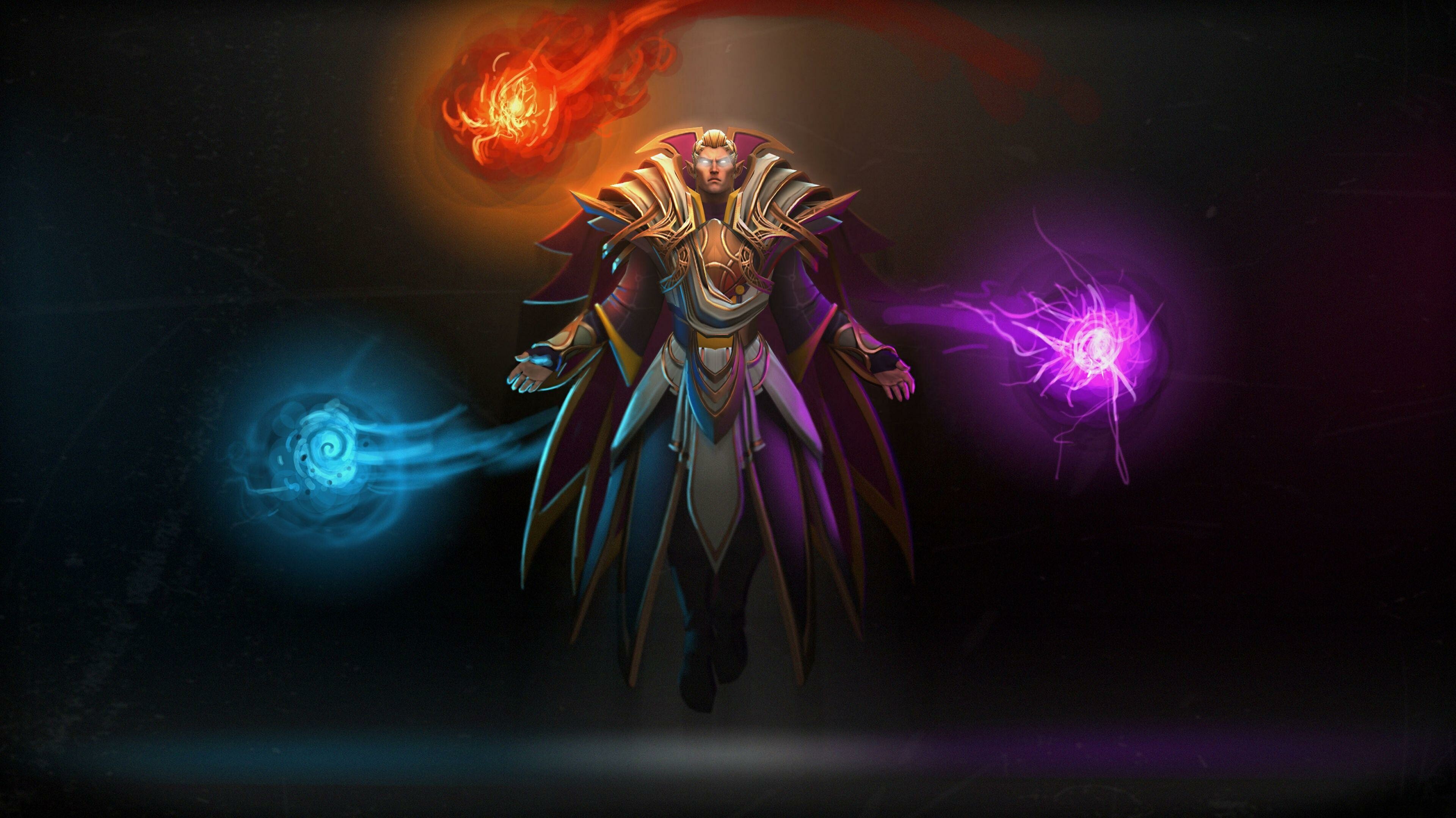 Dota 2: Invoker, Weaves magic with an array of spell combos. 3840x2160 4K Background.