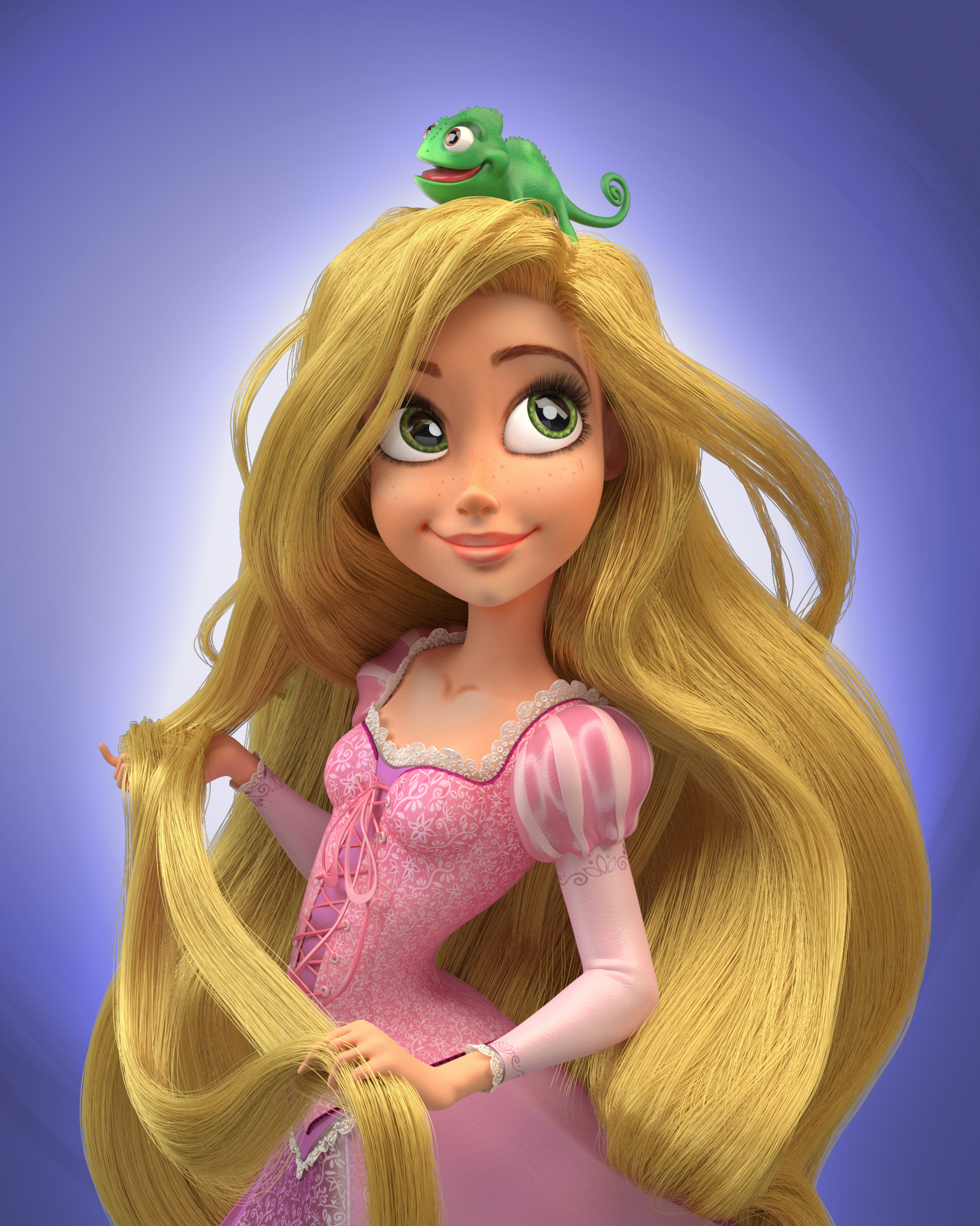 Rapunzel Animation, Aleksandrs K, Digital art, Rapunzel artwork, 1600x2000 HD Phone