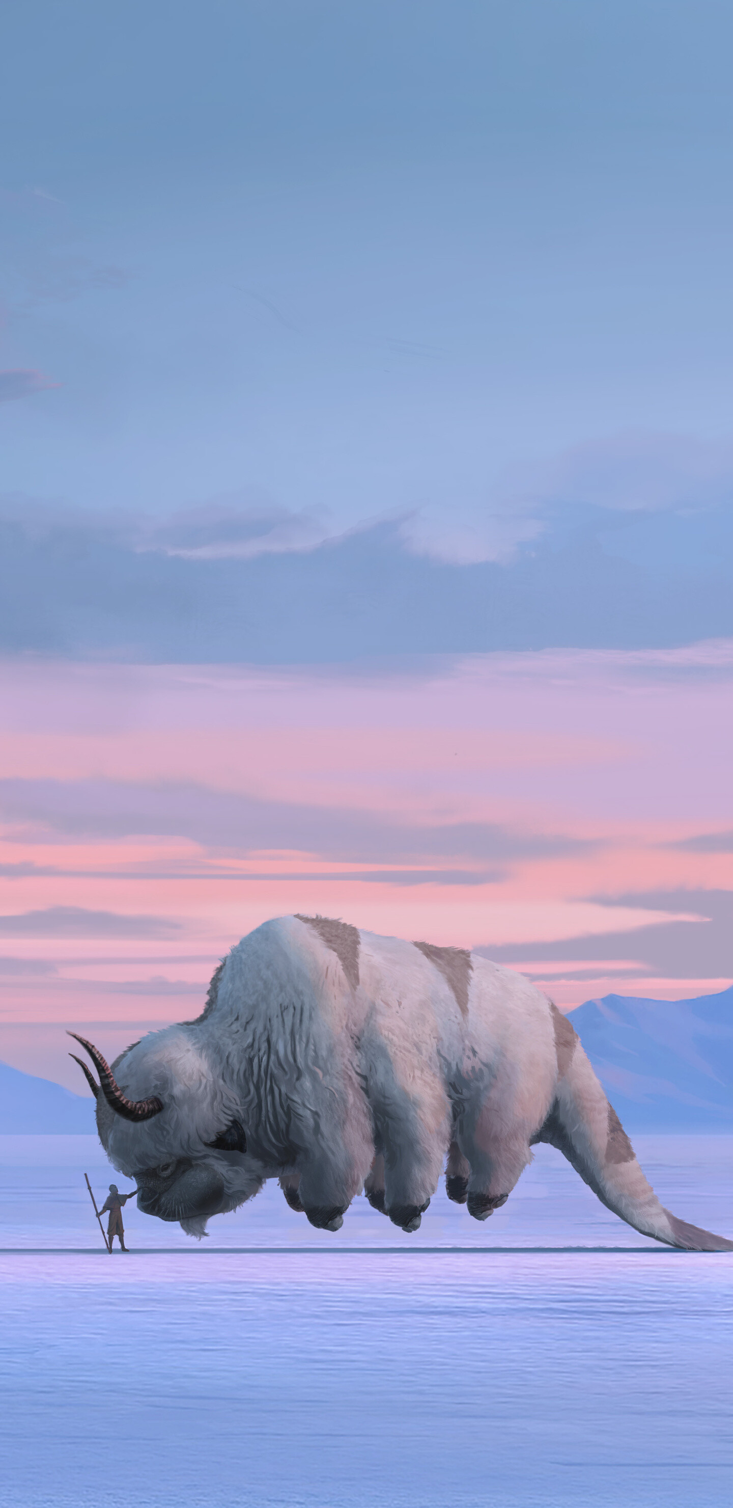 Avatar: The Last Airbender: Appa, Aang's loyal sky bison, who shared a strong bond with him and Momo. 1440x2960 HD Background.