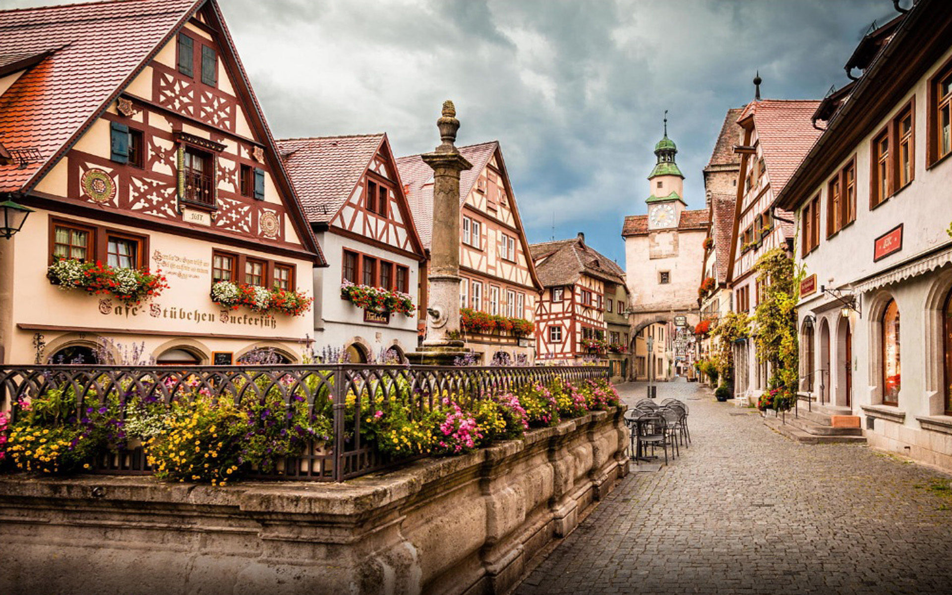 Town: The eastern side of Rothenburg, Half-timbered houses, Germany. 1920x1200 HD Background.