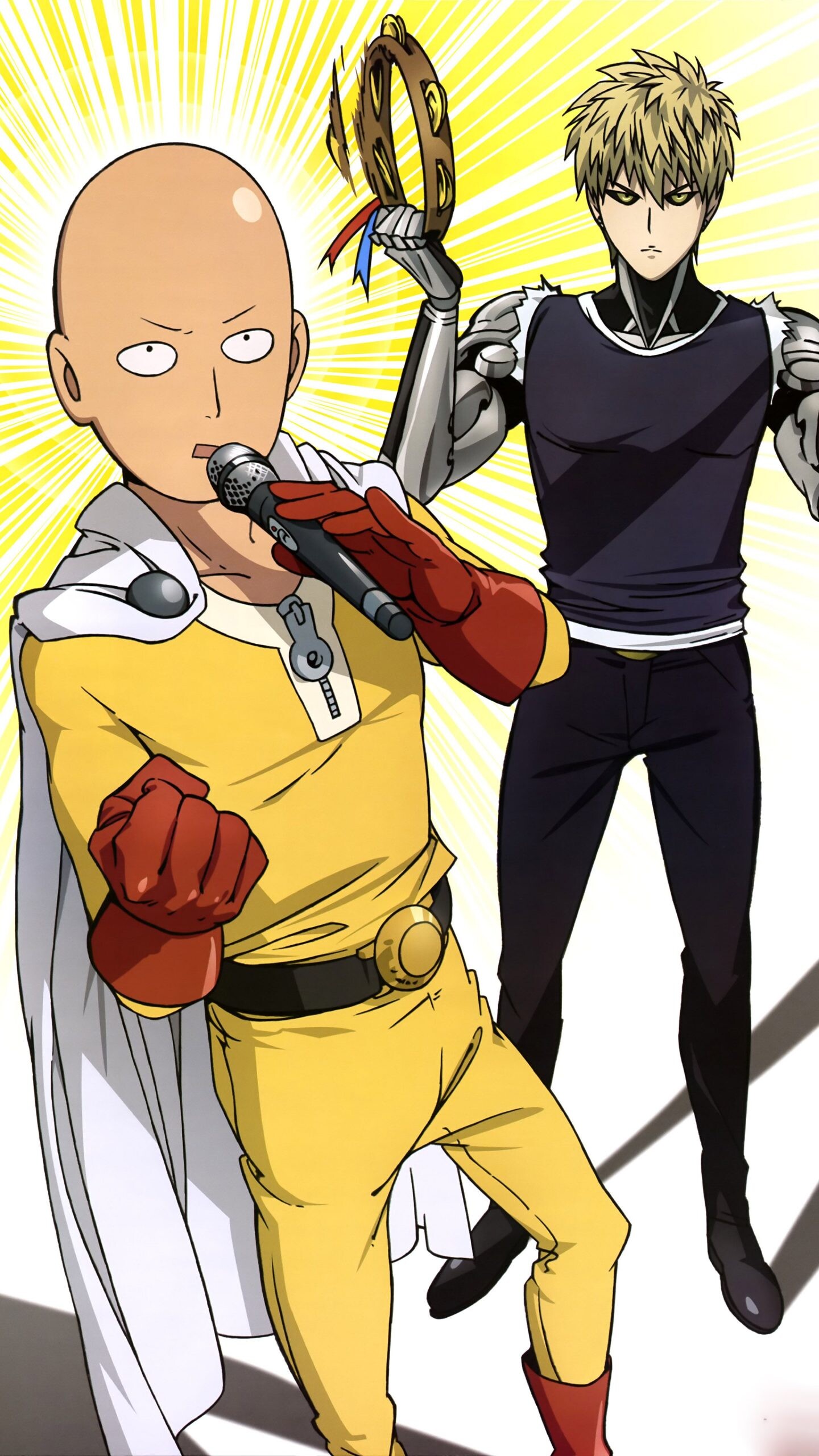 Genos: Saitama, Used Incineration Cannon against Mosquito Girl, Karaoke, ONE. 1440x2560 HD Background.