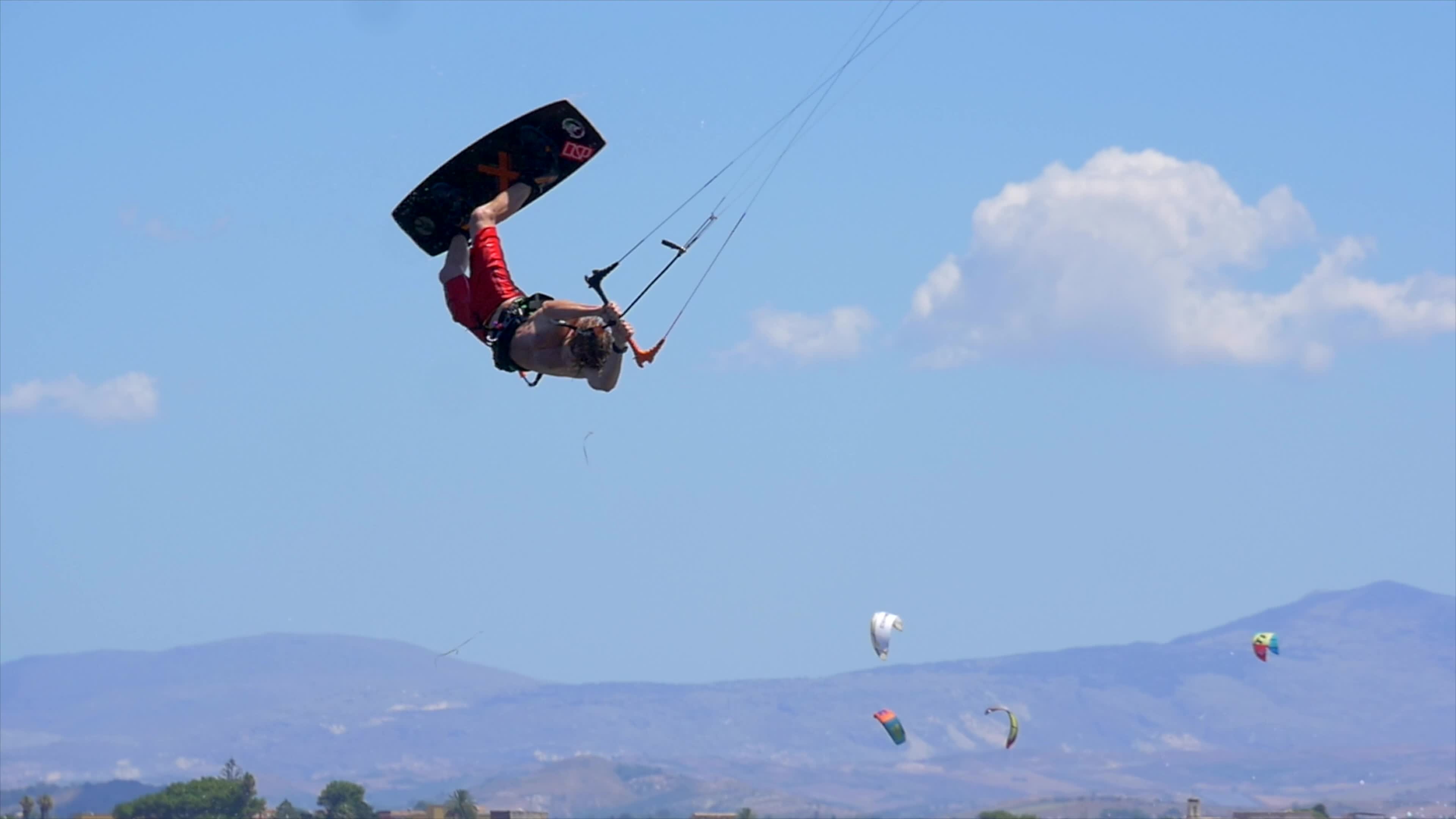 Kiteboarding tricks, Exciting jumps and flips, Pro rider creativity, HD stock video, 3840x2160 4K Desktop