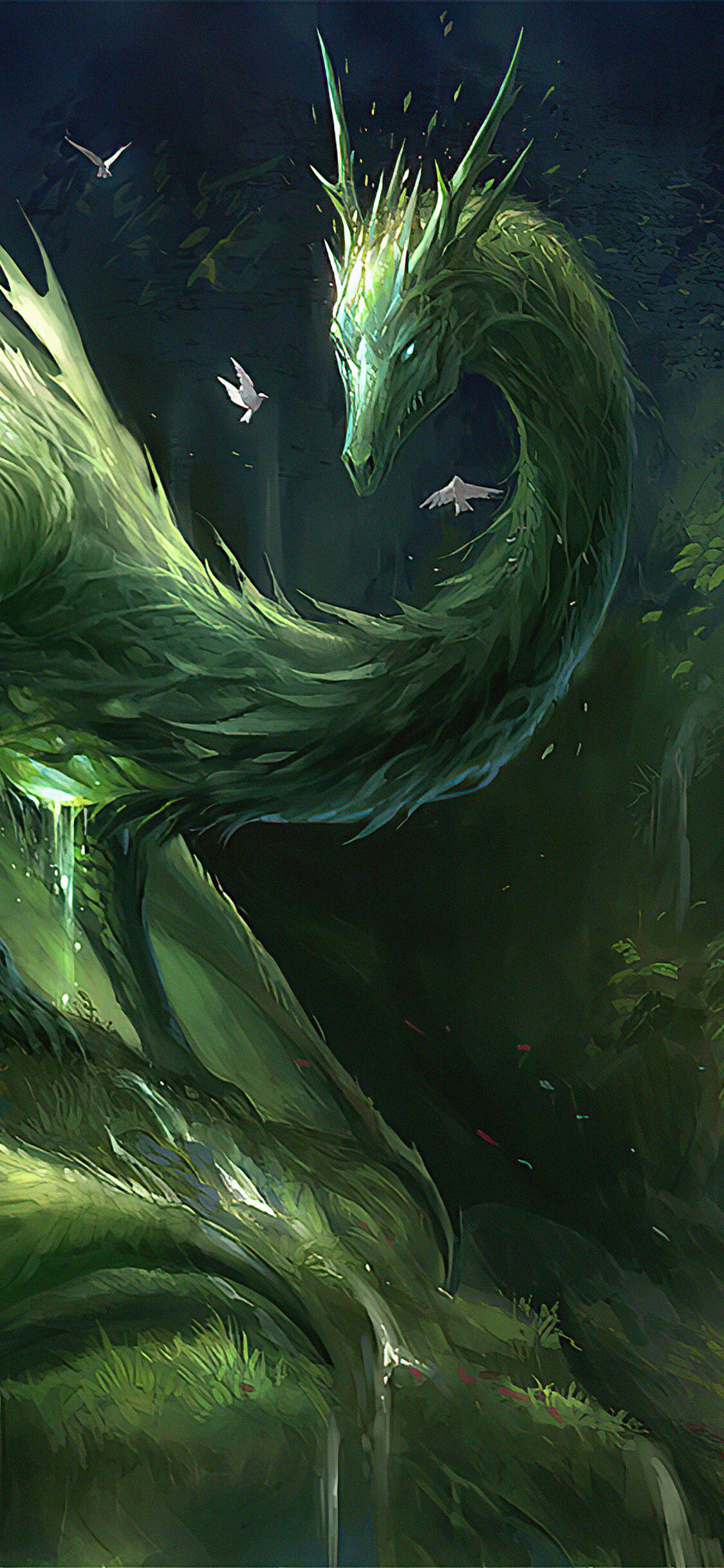 Dragon: A legendary serpentine, Appeared in mythology. 1130x2440 HD Wallpaper.