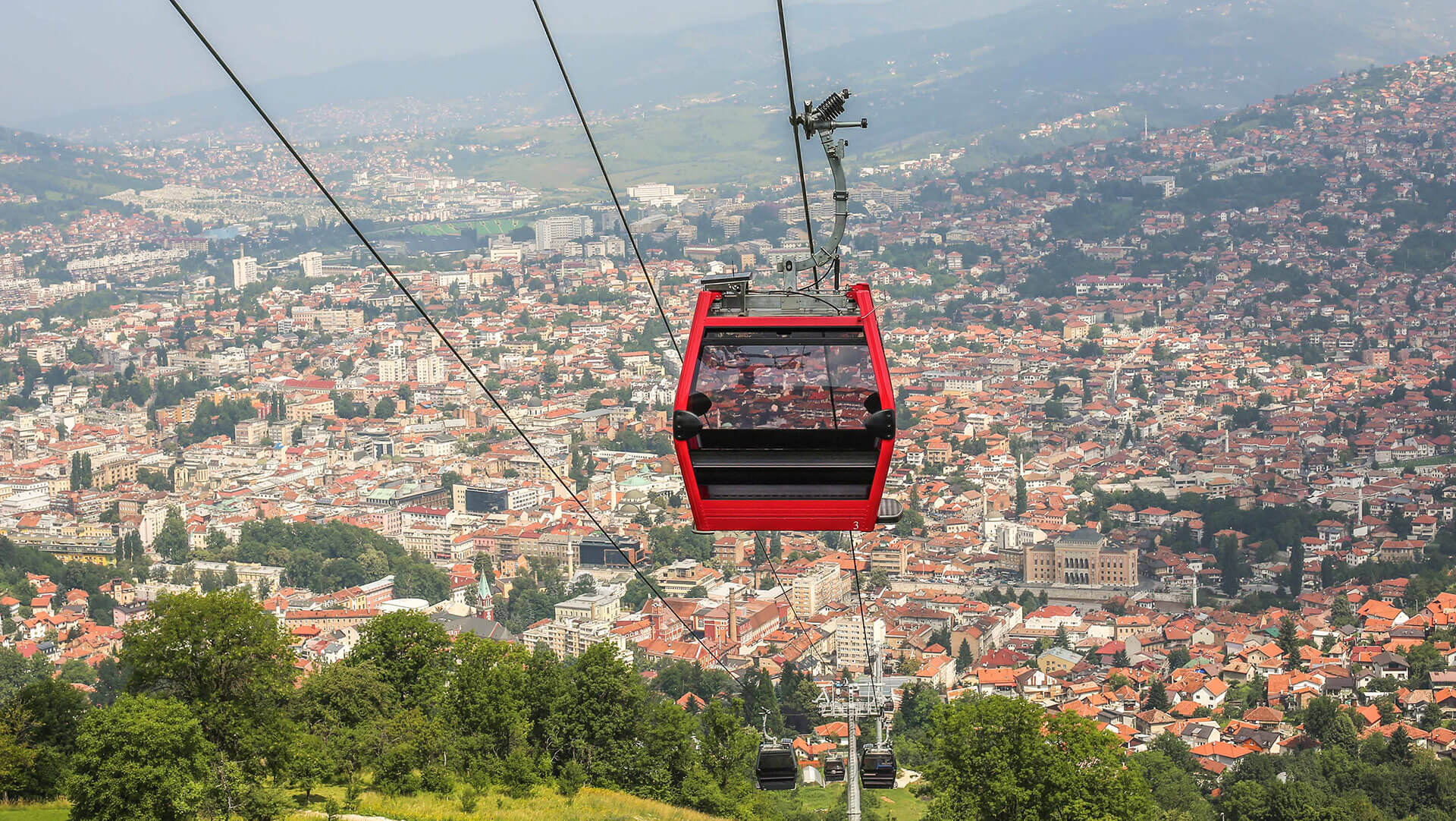 Sarajevo cable car, Funicular transportation, Scenic views, Bosnian capital, 1920x1090 HD Desktop