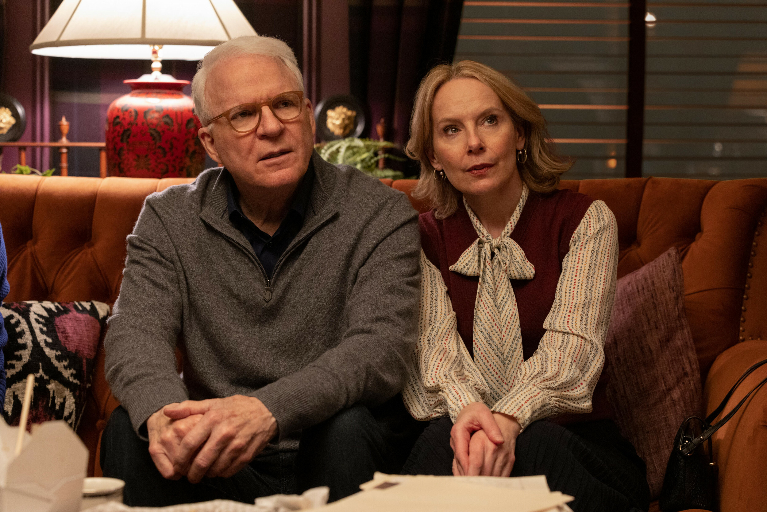 Only Murders in the Building: Season 2, Amy Ryan as Jan Bellows and Steve Martin as Charles-Haden Savage. 2500x1670 HD Background.
