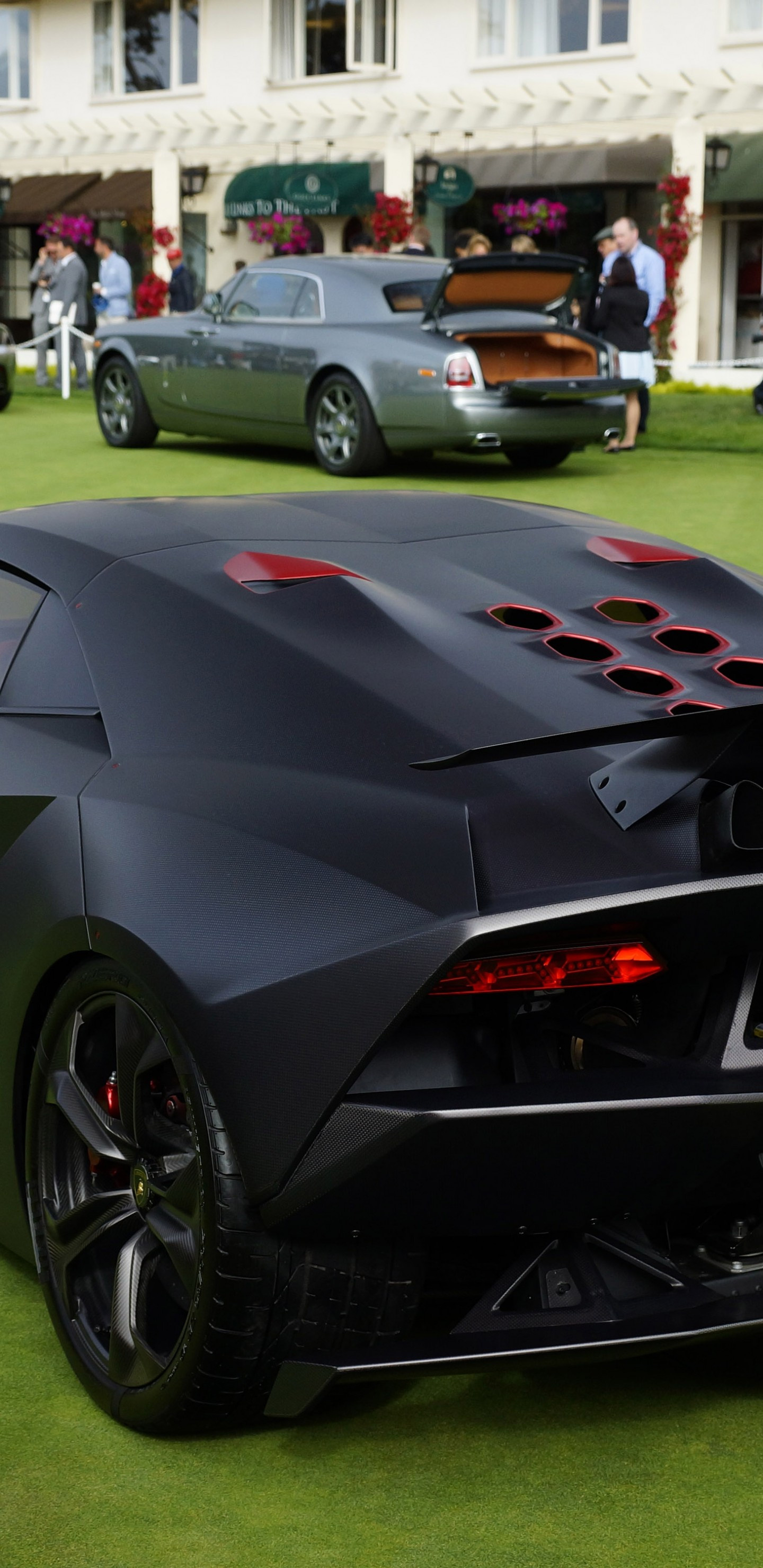 Lamborghini Sesto Elemento, Matte black, Back view, Super car wallpapers, 1440x2960 HD Phone