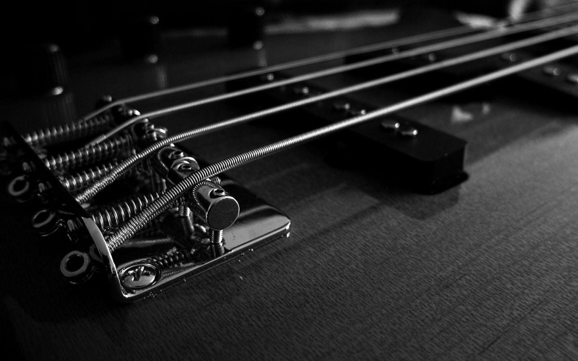 Guitar: Monochromatic, Electric bass guitar, An instrument that requires external amplification in order to be heard. 1920x1200 HD Wallpaper.