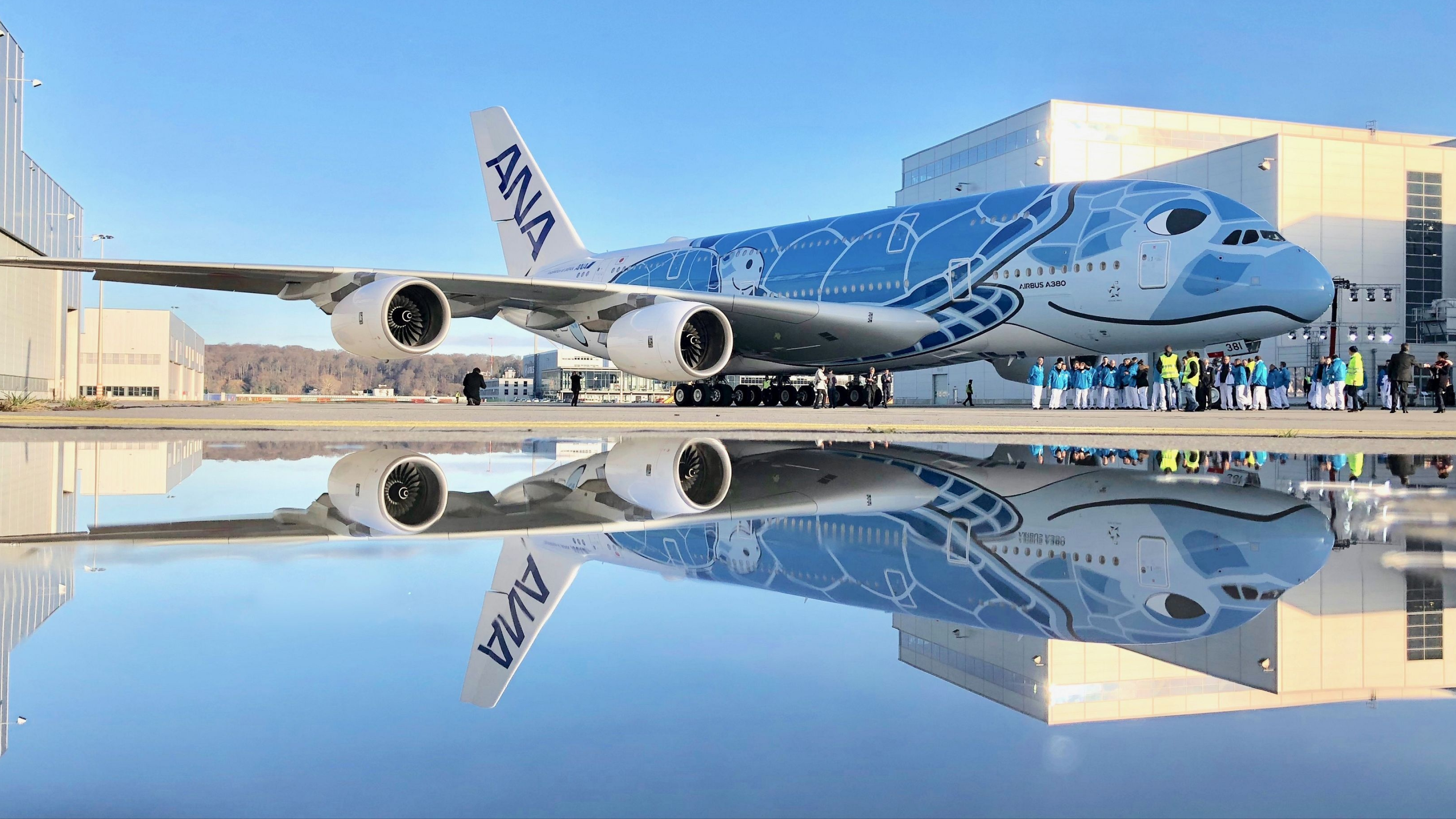 ANA, A380 aircraft, Ground and flight tests, Aircraft painting, 3630x2040 HD Desktop