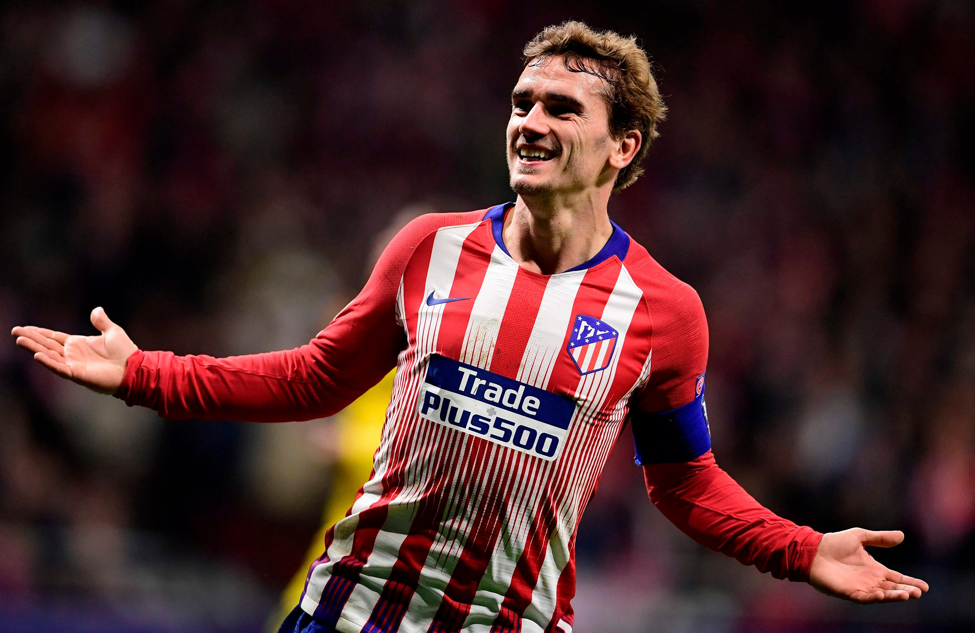 Atletico Madrid: Antoine Griezmann, The club won the Europa League in 2010, 2012 and 2018. 2000x1300 HD Background.