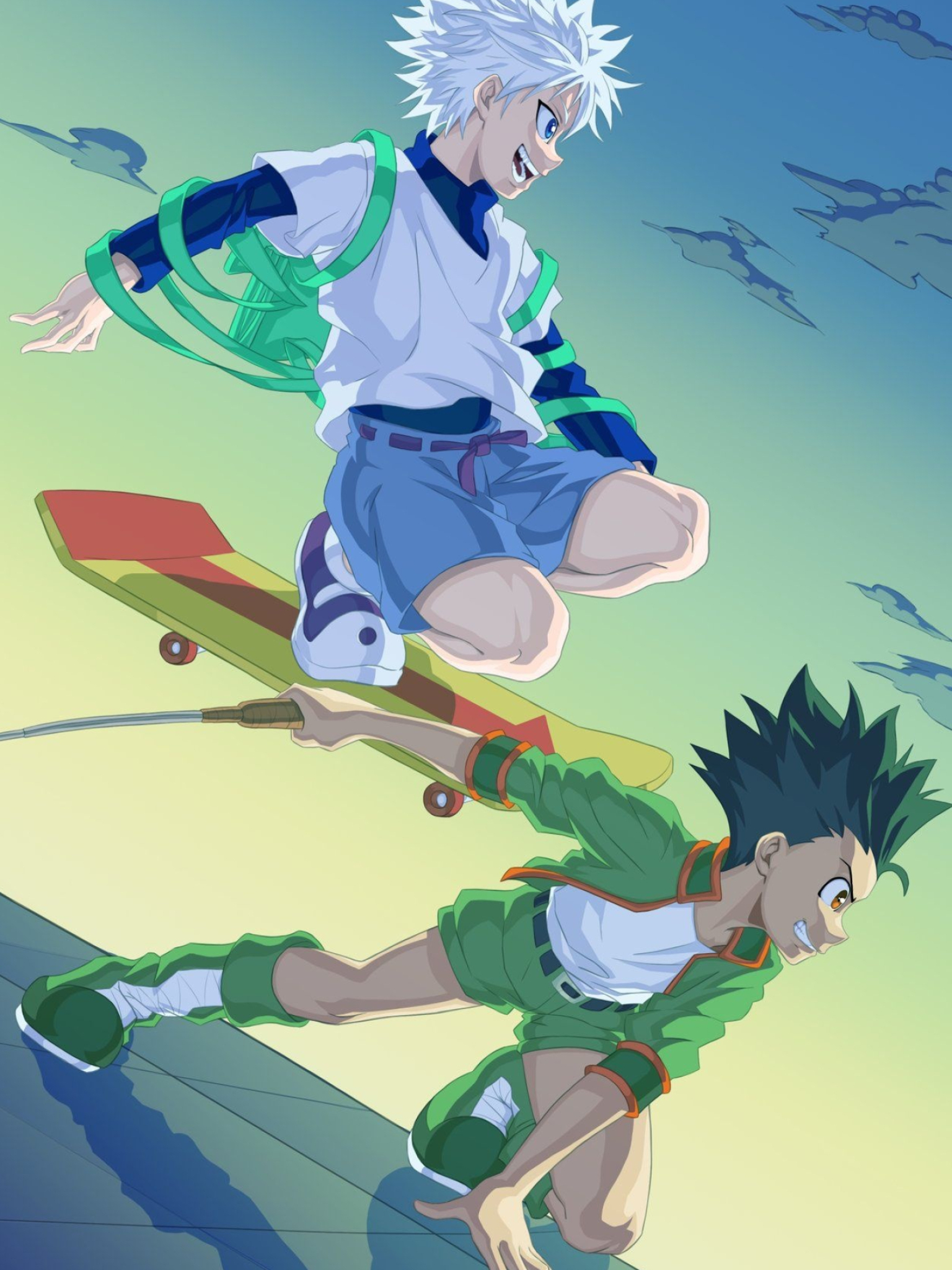Gon Freecss: H x H series, Gon's friend Killua, A boy with spiky silver hair, Animation. 1540x2050 HD Background.