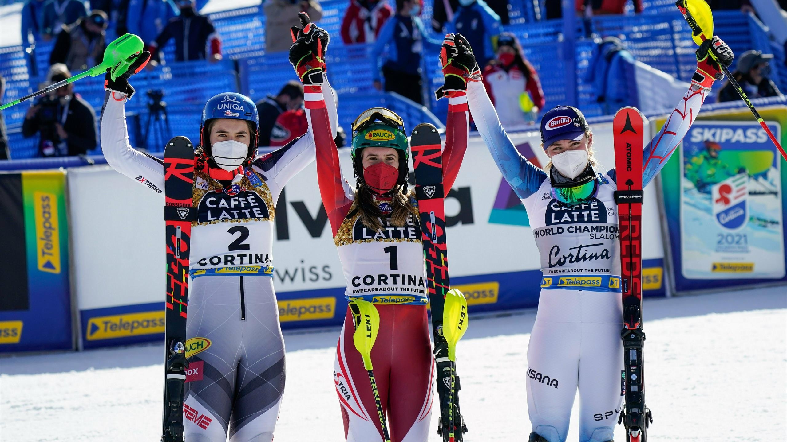 Katharina Liensberger, World ski championships, Mikaela Shiffrin, Katharina Liensberger wins, 2560x1440 HD Desktop