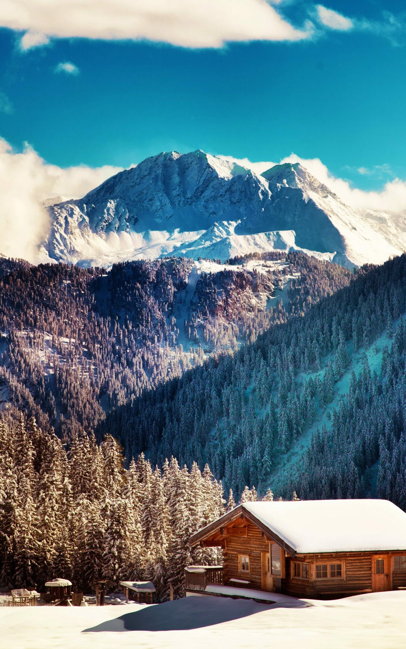 Winter: Snow-capped mountains, Wintry landscape, Chilly. 1350x2160 HD Wallpaper.