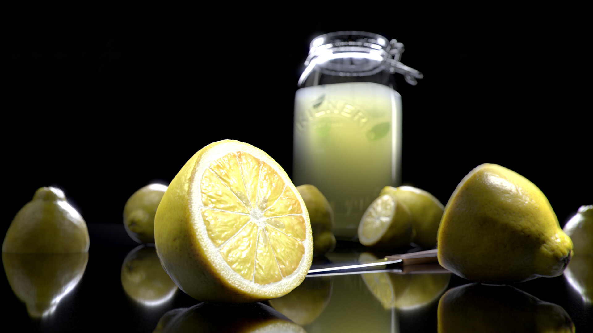 Lemonade: Cloudy drink, Non-carbonated and made with fresh citrus juice. 1920x1080 Full HD Background.