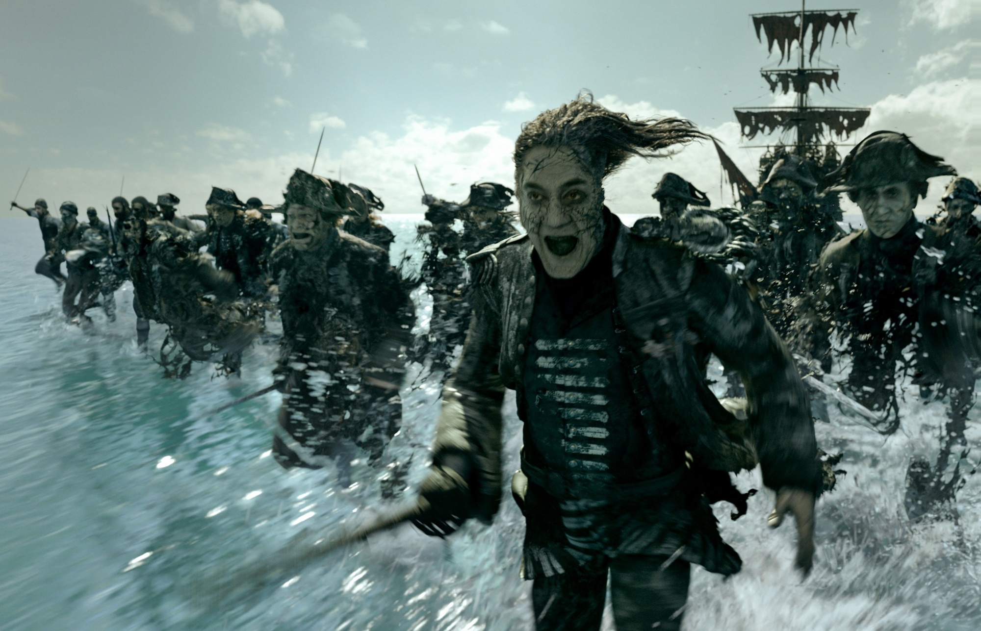 Javier Bardem (Captain Salazar): Salazar's crew of deadly ghost sailors in Pirates of the Caribbean: Dead Men Tell No Tales. 2000x1290 HD Background.
