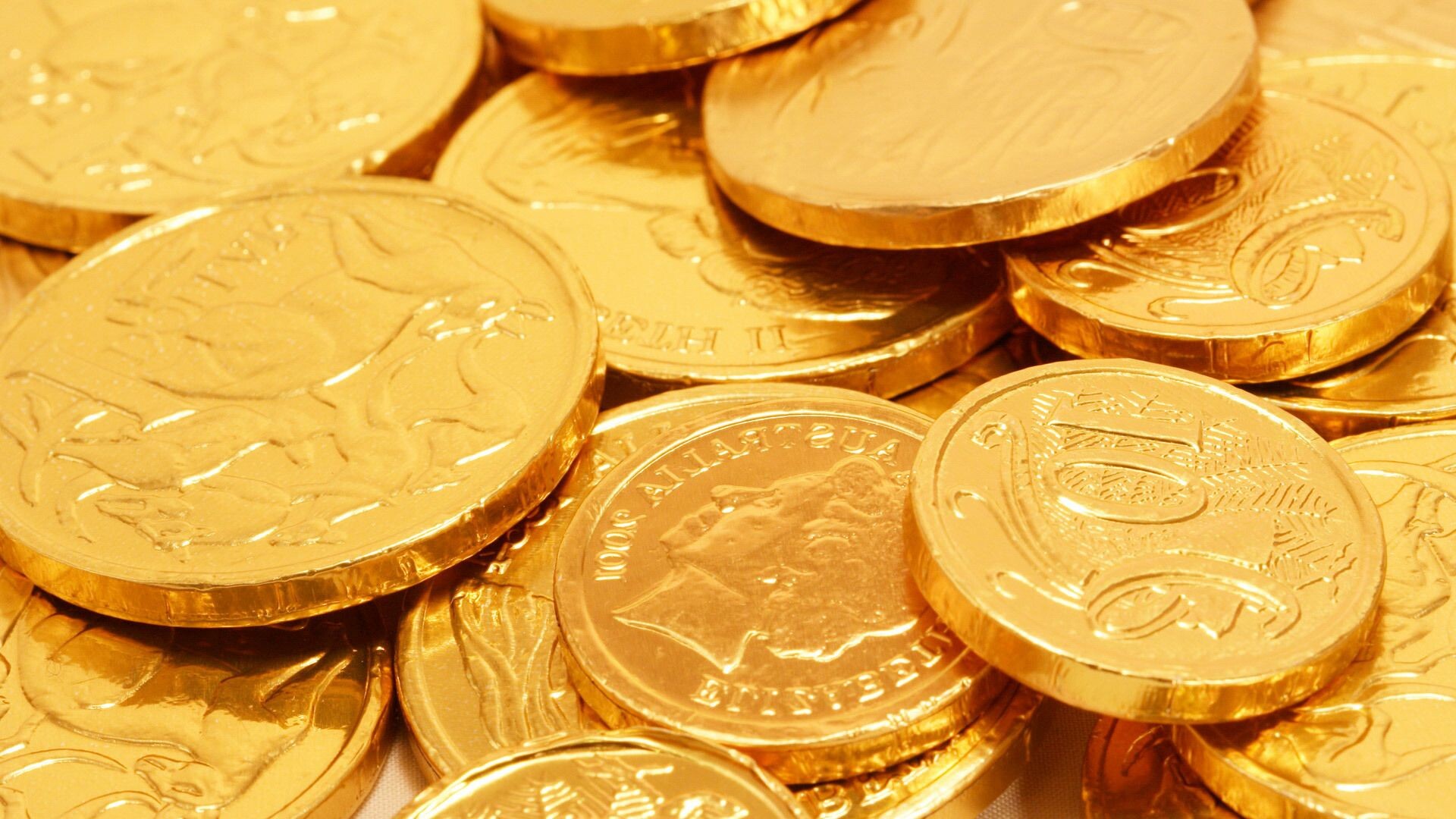 Gold Coins: Mint marks, High quality coin from precious metal, Money systems around the world. 1920x1080 Full HD Background.