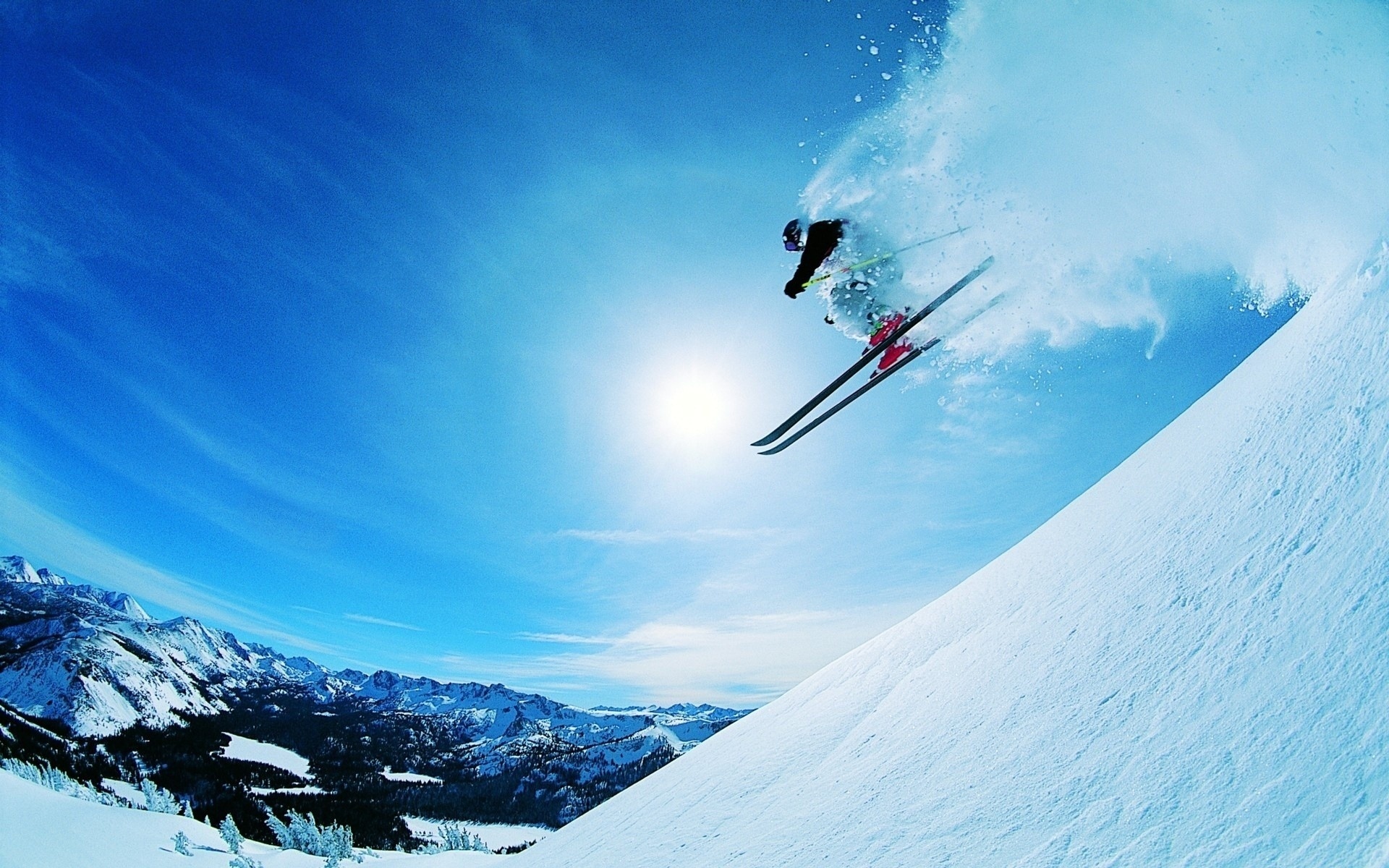 Skiing: Ski Freestyle, Extreme winter sports, Gliding on snow, Slalom, Downhill. 1920x1200 HD Background.