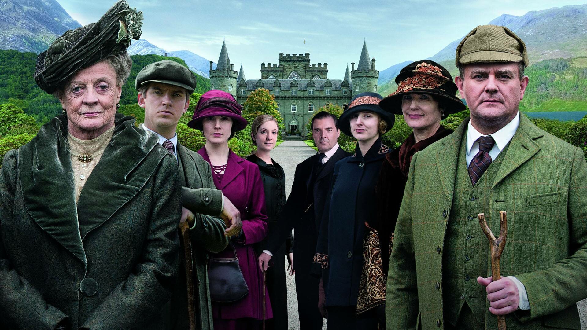 Downton Abbey: Robert Crawley, Cora Crawley, Violet Crawley, Matthew Crawley. 1920x1080 Full HD Background.