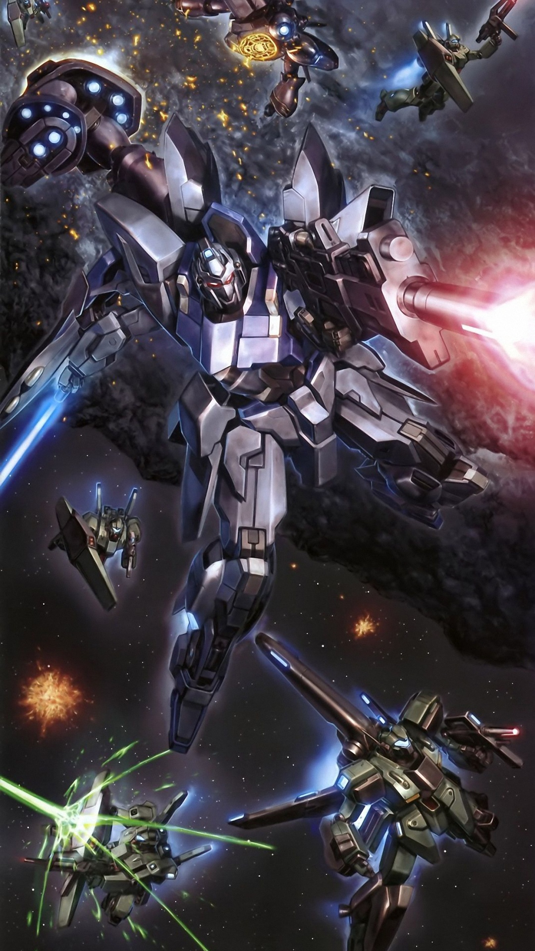 Gundam mobile suits, Epic robot clashes, Anime artistry, Futuristic mecha, 1080x1920 Full HD Phone