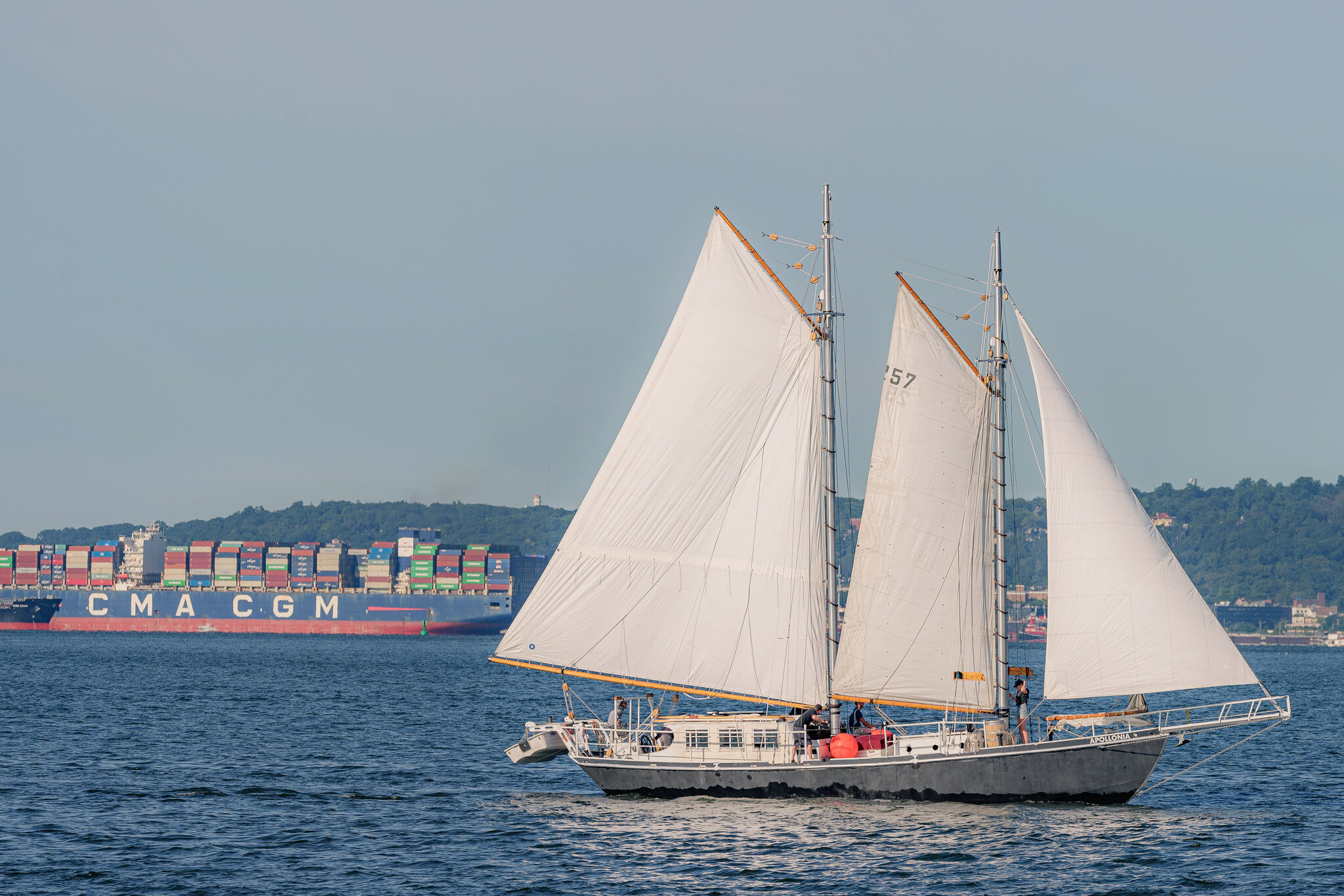 Schooner: Shipping on the Hudson, Apollonia, A sailing-vessel. 2050x1370 HD Wallpaper.