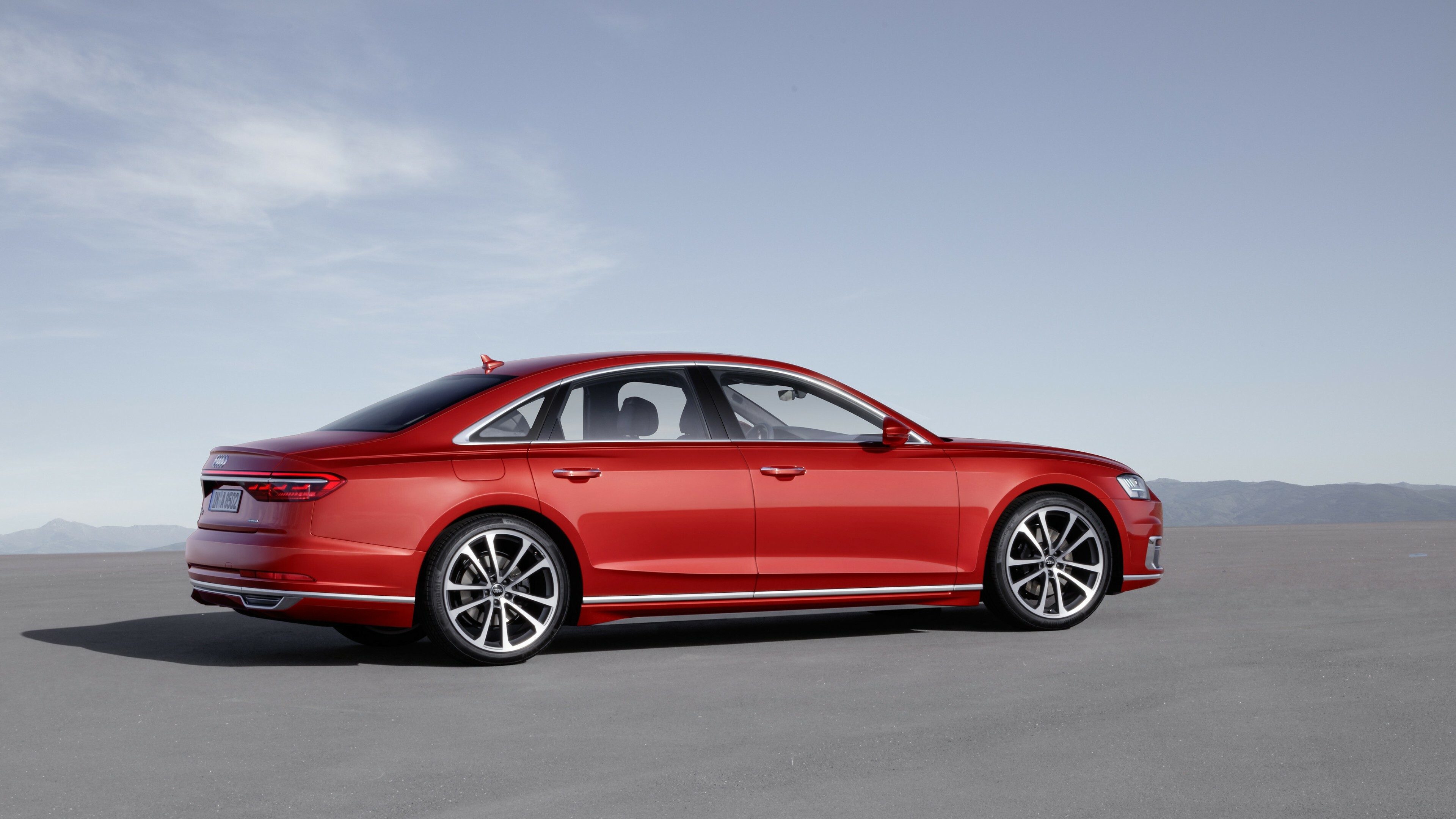 Audi A8: A 4 seater sedan, Turbocharged V-6 rated at 335 horsepower. 3840x2160 4K Wallpaper.