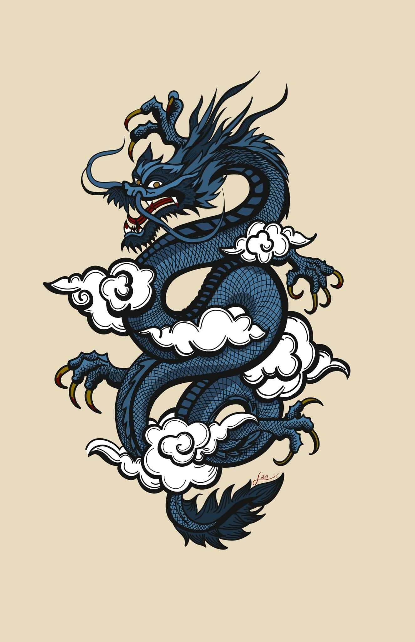 Dragon: Ryu, A snake-like creature without wings, contrary to the Western dragon. 1330x2050 HD Background.