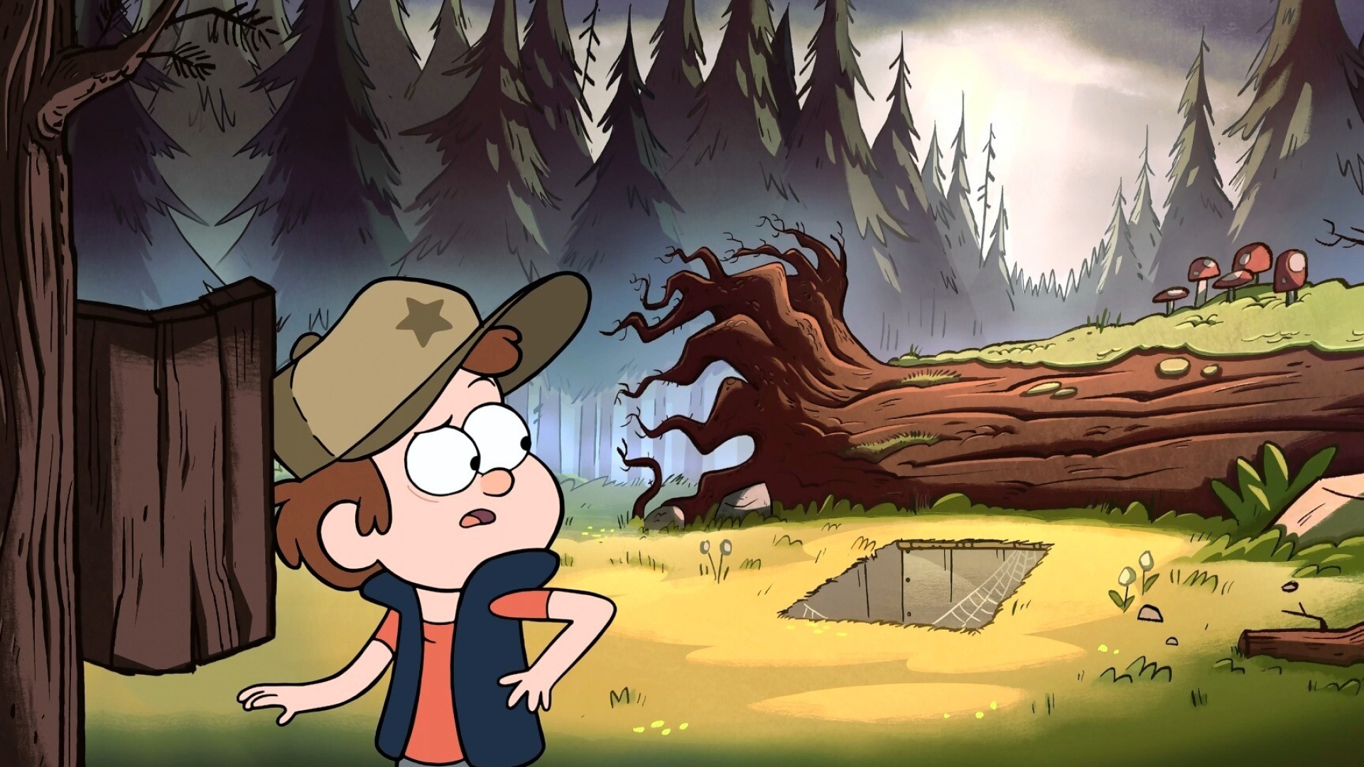 Gravity Falls: Dipper, the only character to appear in every episode of the series. 1920x1080 Full HD Background.