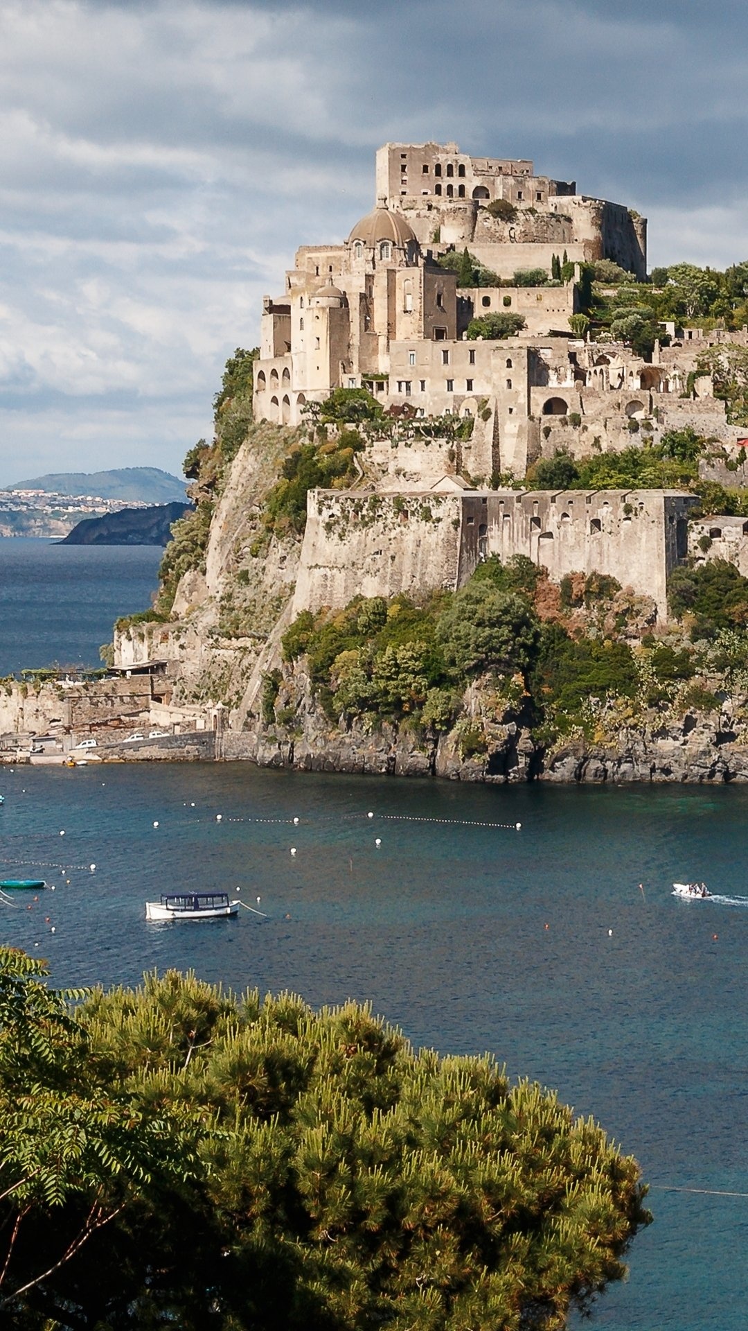 Aragones Castle, Naples landmark, Historic architecture, Island beauty, 1080x1920 Full HD Phone
