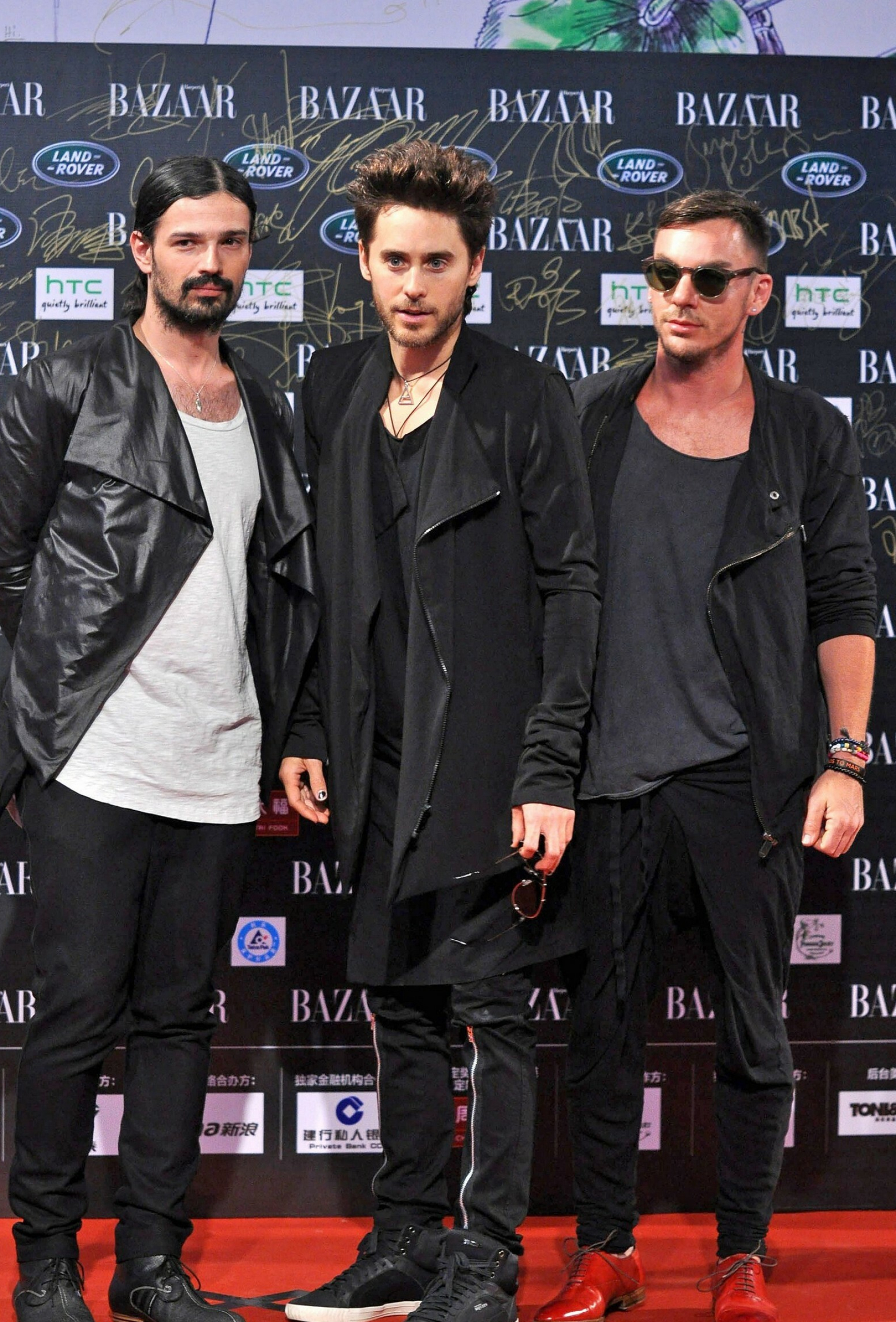 Thirty Seconds to Mars: Bazaar Charity Night, Tomo Milicevic, Jared Leto, and Shannon Leto. 1740x2560 HD Wallpaper.