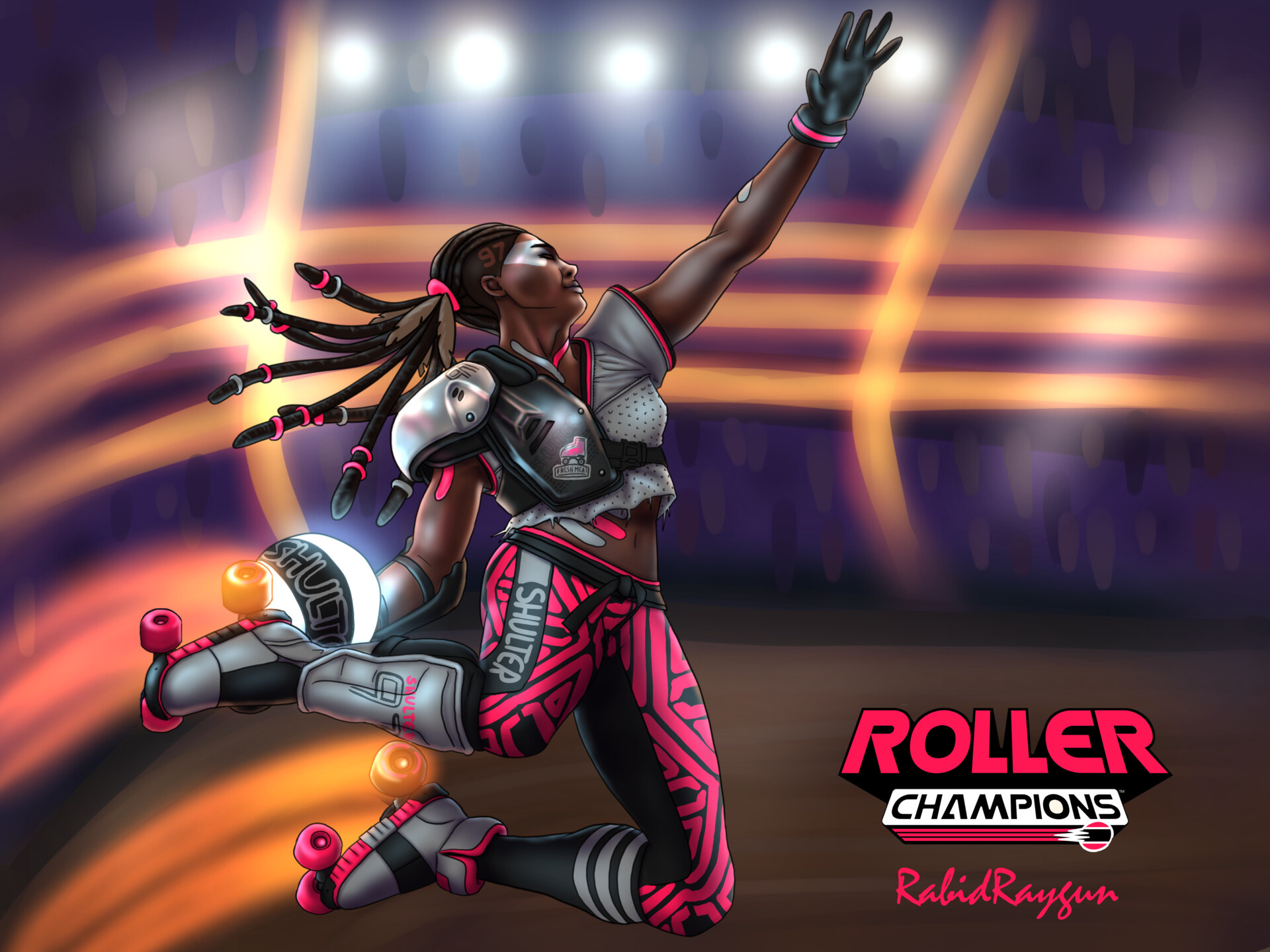 Roller Champions (Game): The rules: take the ball, make a lap while maintaining team possession, dodge opponents, and score. 1920x1440 HD Wallpaper.