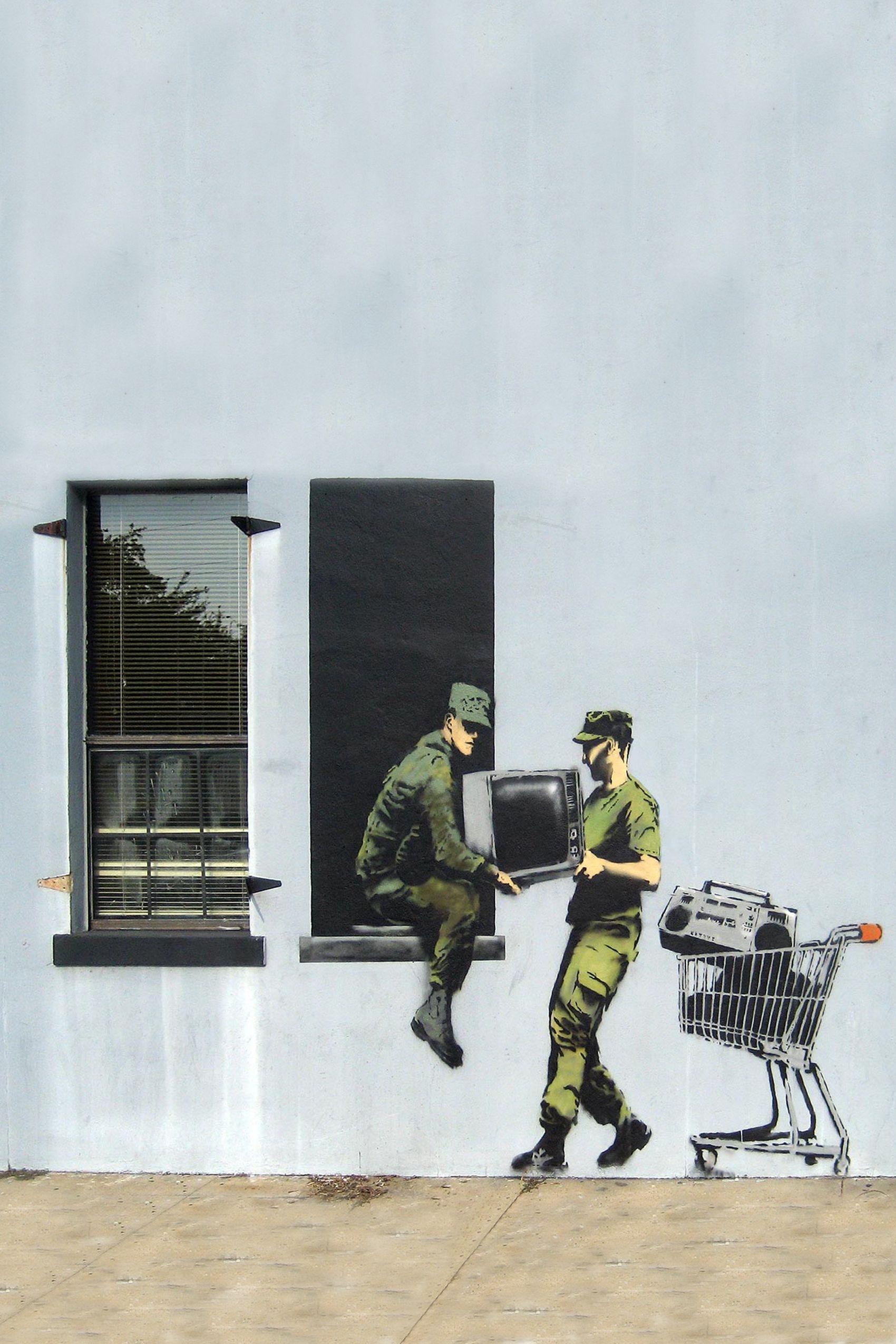 Banksy: Looting Soldiers, New Orleans, An anonymous graffiti artist. 1700x2550 HD Wallpaper.