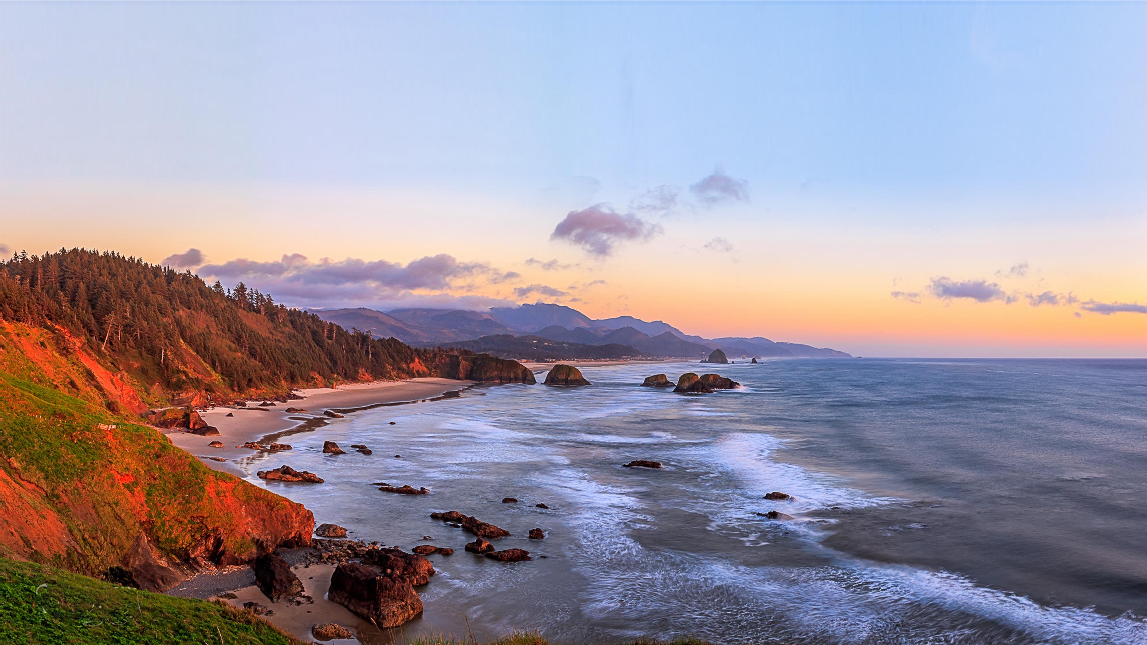 Oregon coast Ecola, State Park panorama, 3840x2160 4K Desktop