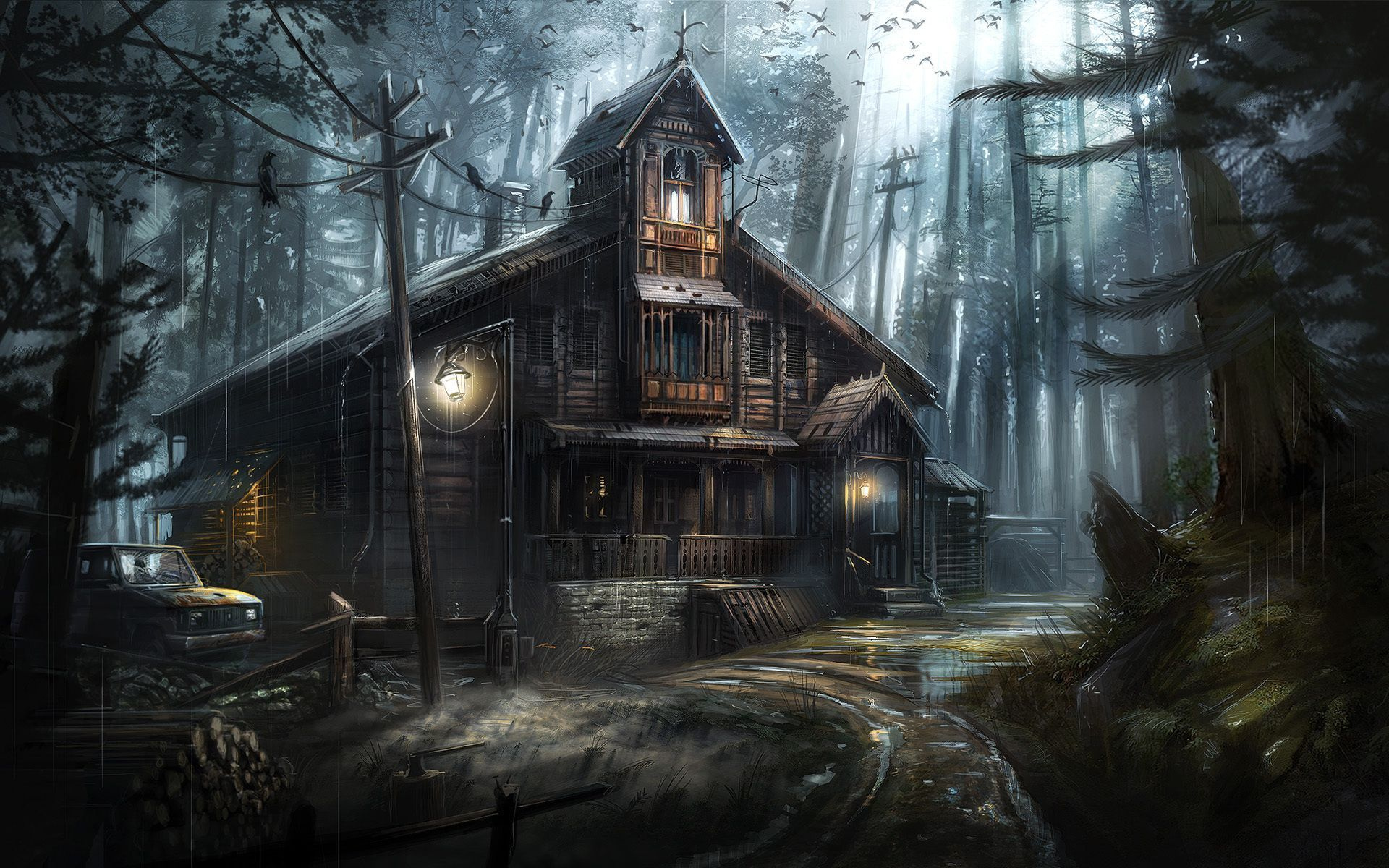 Horror house, Terrifying ambiance, Haunting presence, Unnerving atmosphere, 1920x1200 HD Desktop