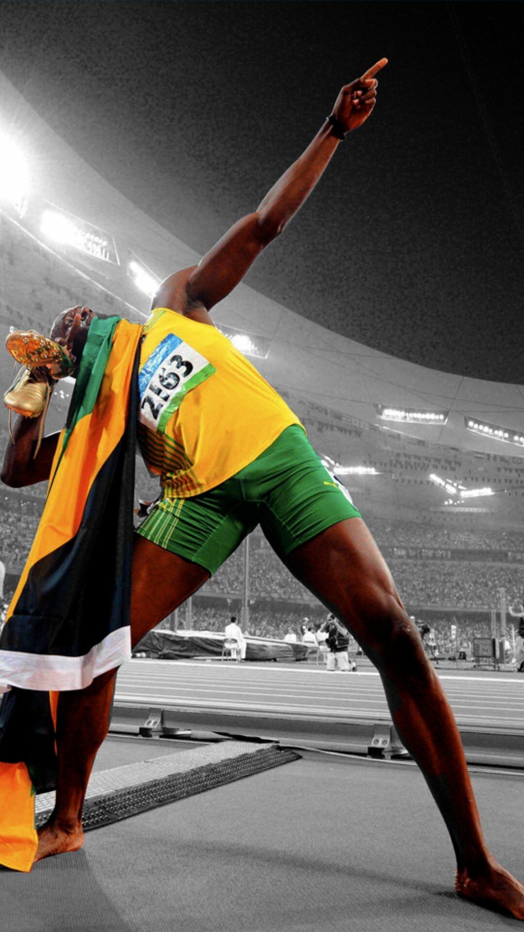 Usain Bolt: He won the 100 meters gold medal at the 2012 London Olympics, with a time of 9.63 seconds. 1080x1920 Full HD Wallpaper.