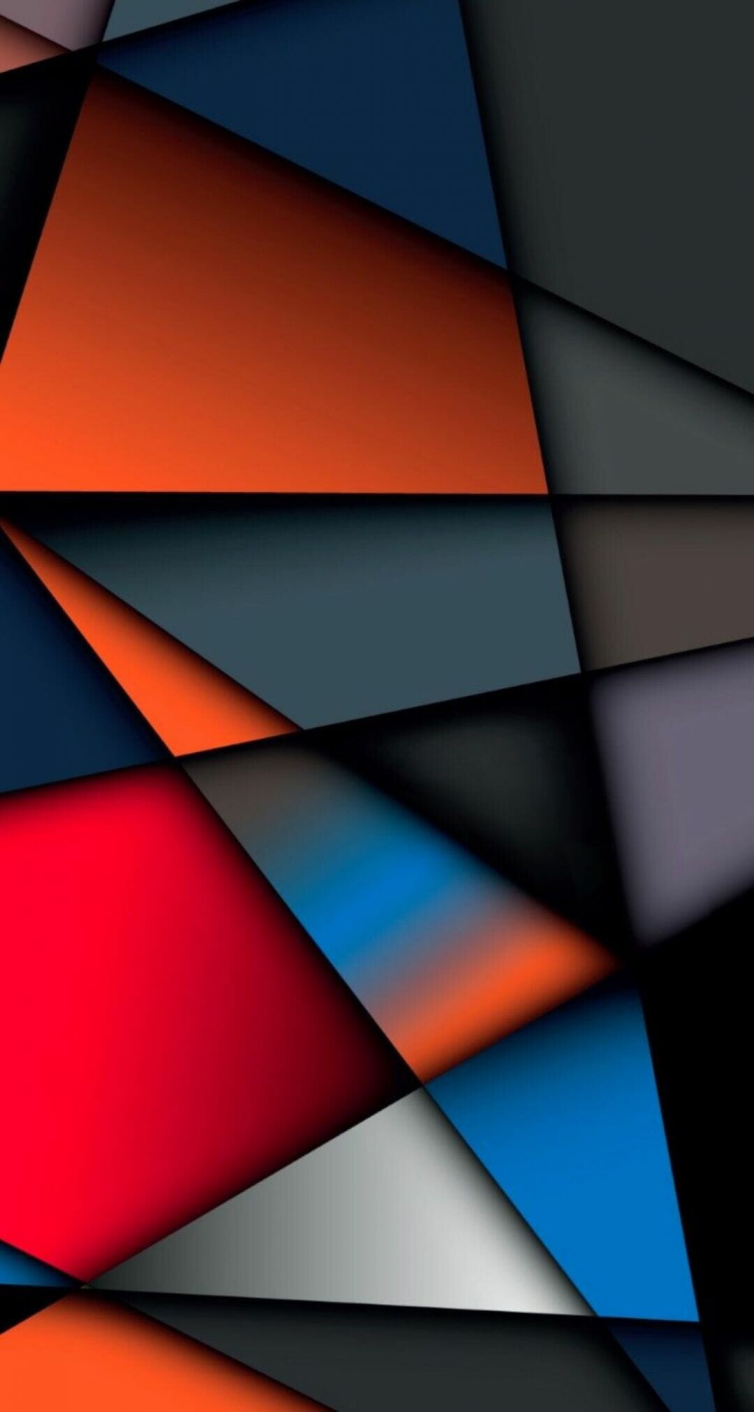 Geometry: Triangles, Quadrilaterals, Sharp angles, Colorful figures. 1080x2030 HD Wallpaper.