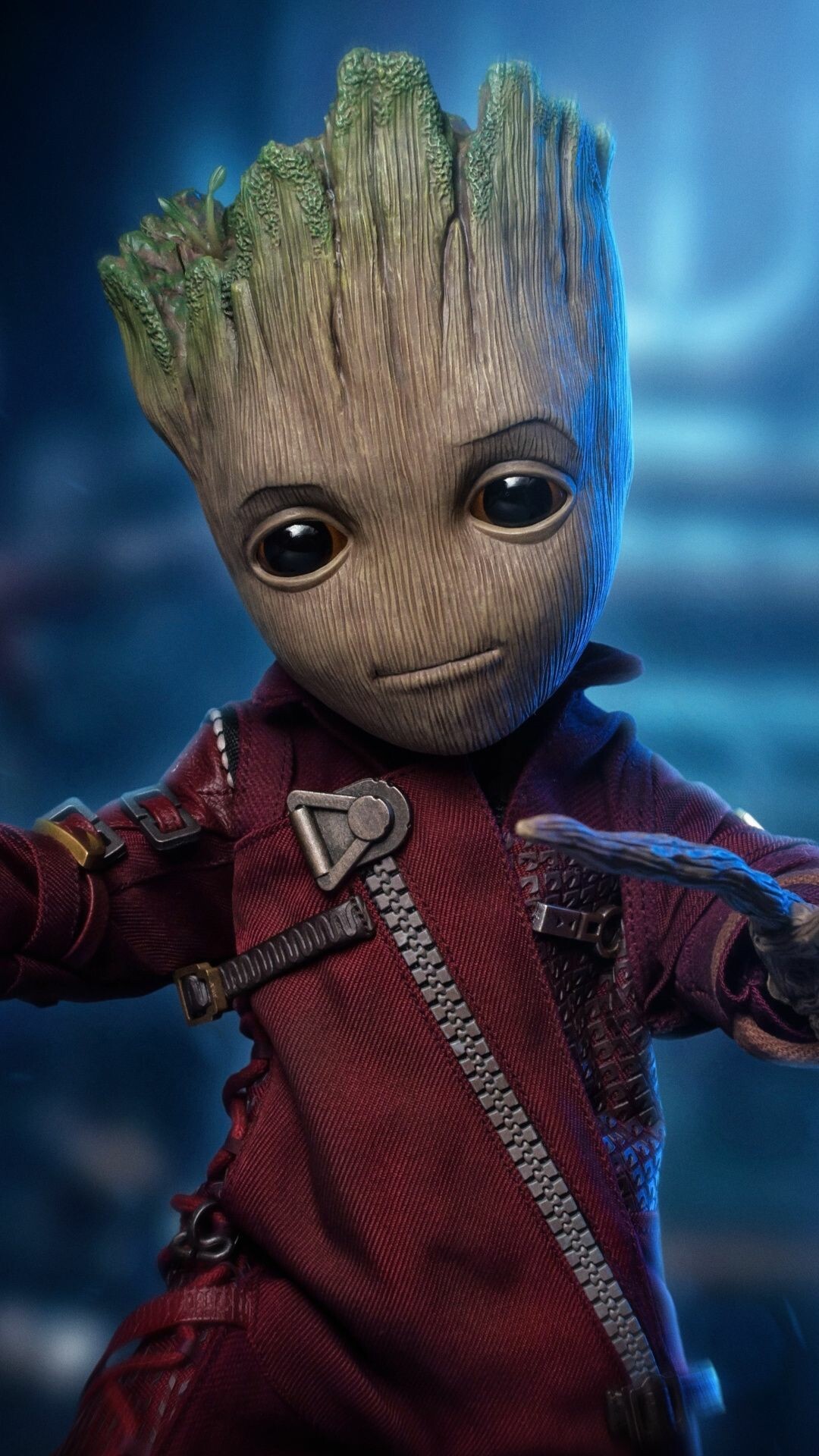 Marvel's Guardians of the Galaxy: Players take on the role of Star-Lord, making various choices throughout the narrative that can affect the story and gameplay, Baby Groot. 1080x1920 Full HD Background.