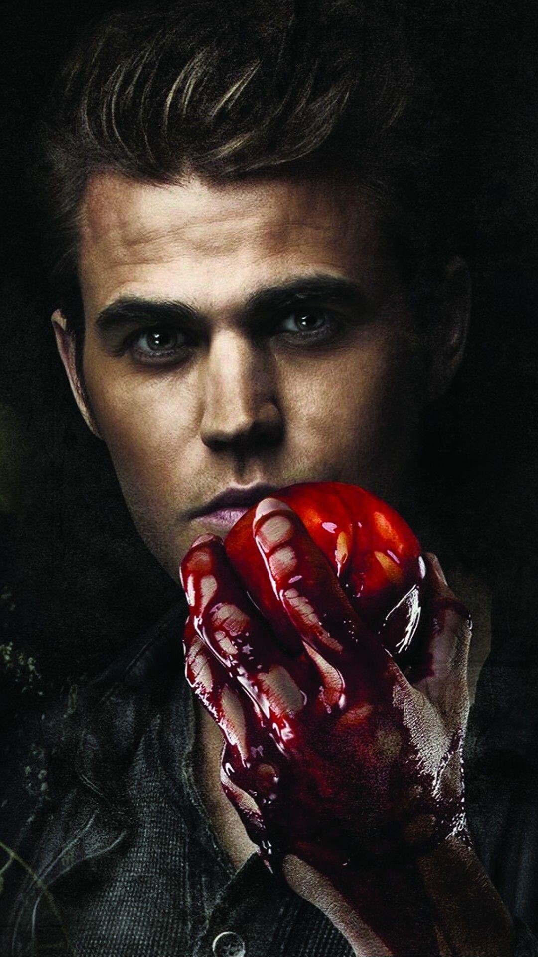 The Vampire Diaries (TV Series): Enzo, Bleeding Apple, Paul Wesley, Stefan Salvatore, When It Comes To Family Nothing Is Thicker Than Blood. 1080x1920 Full HD Wallpaper.