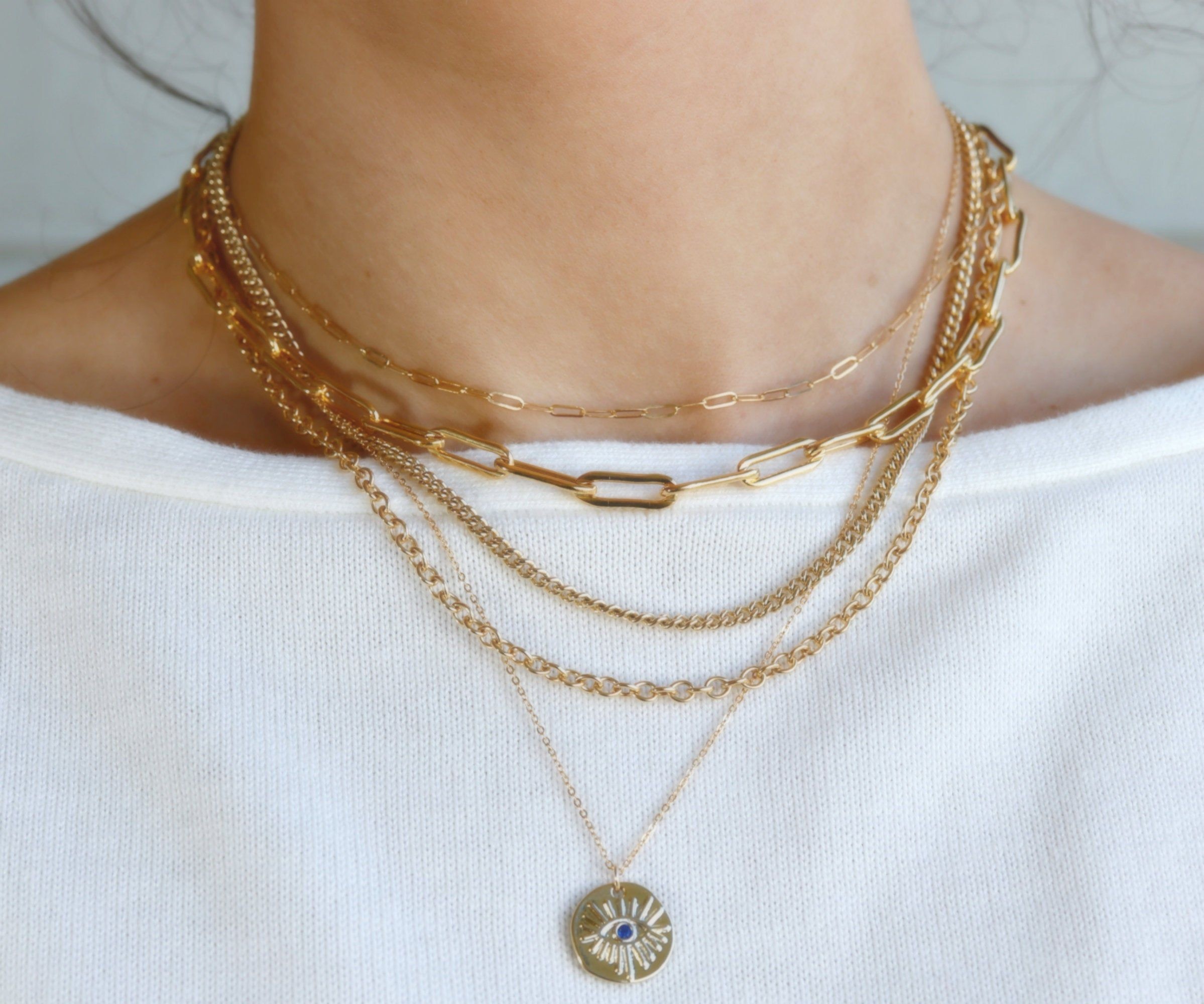 Gold paperclip necklace, Elegant chain jewelry, Unique designs, 2400x2000 HD Desktop
