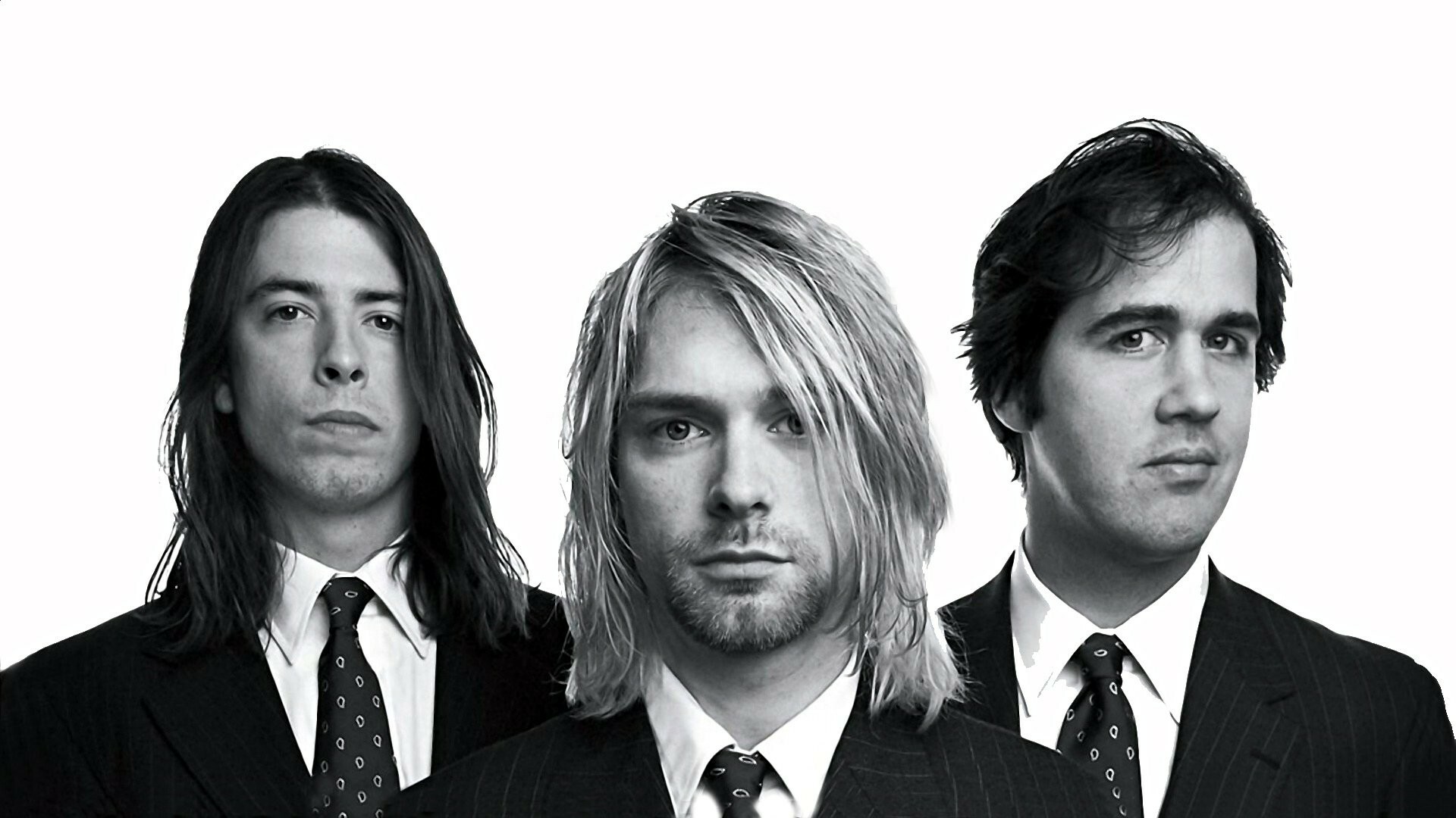 Nirvana: An American grunge rock band that was formed by singer/guitarist Kurt Cobain. 1920x1080 Full HD Background.