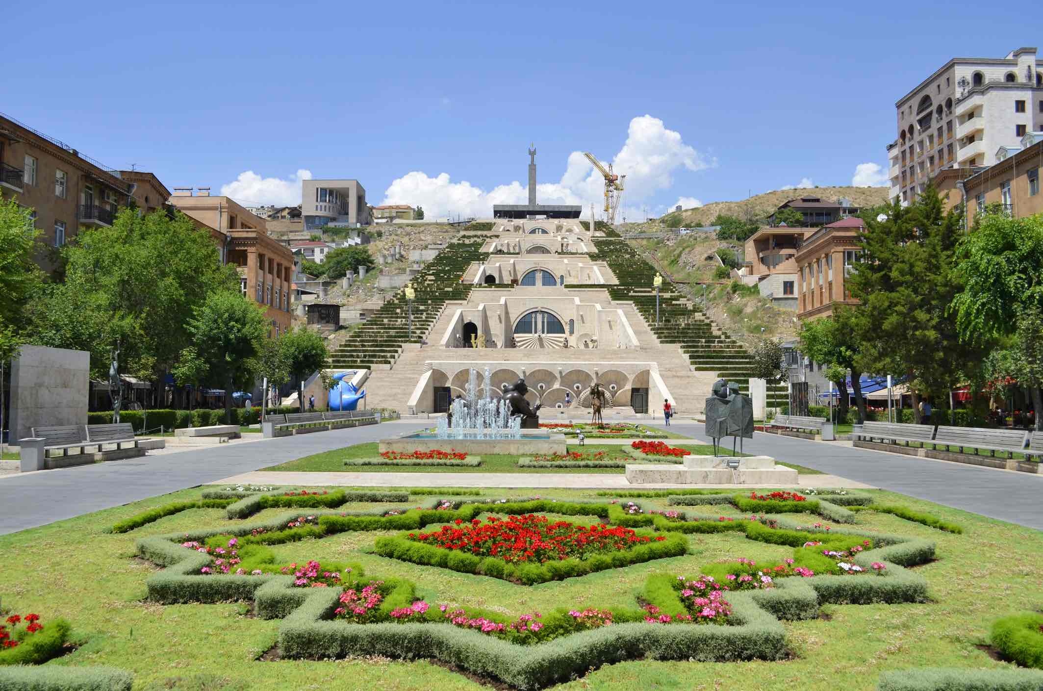 Armenia: The Cafesjian Center for the Arts, Situated in and around the Yerevan Cascade. 2130x1410 HD Background.
