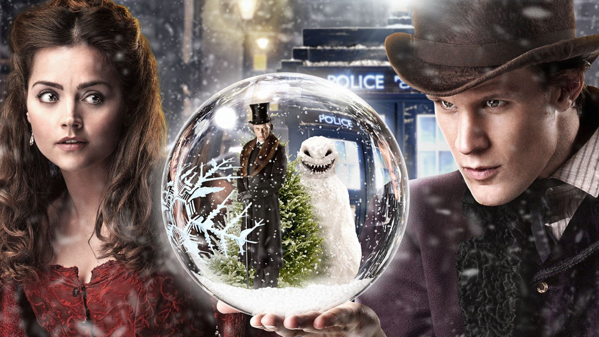 Doctor Who, TARDIS in snow, Winter wonderland, Jenna-Louise Coleman, 1920x1080 Full HD Desktop
