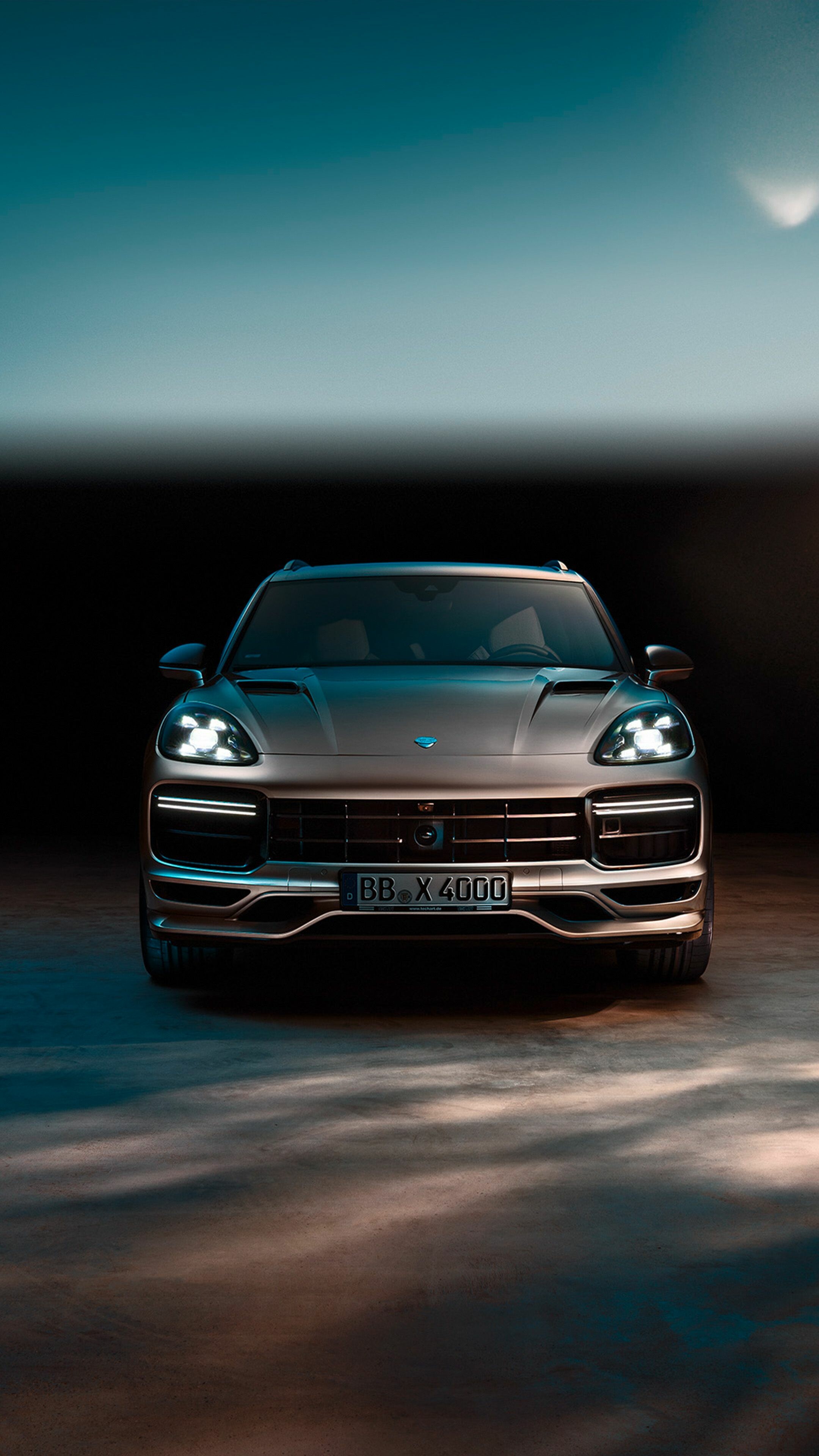 Porsche: Cayenne Turbo, A hyper-expensive SUV rocket with mega-power turbocharged V-8s, surprising agility, and a large helping of luxury. 2160x3840 4K Background.