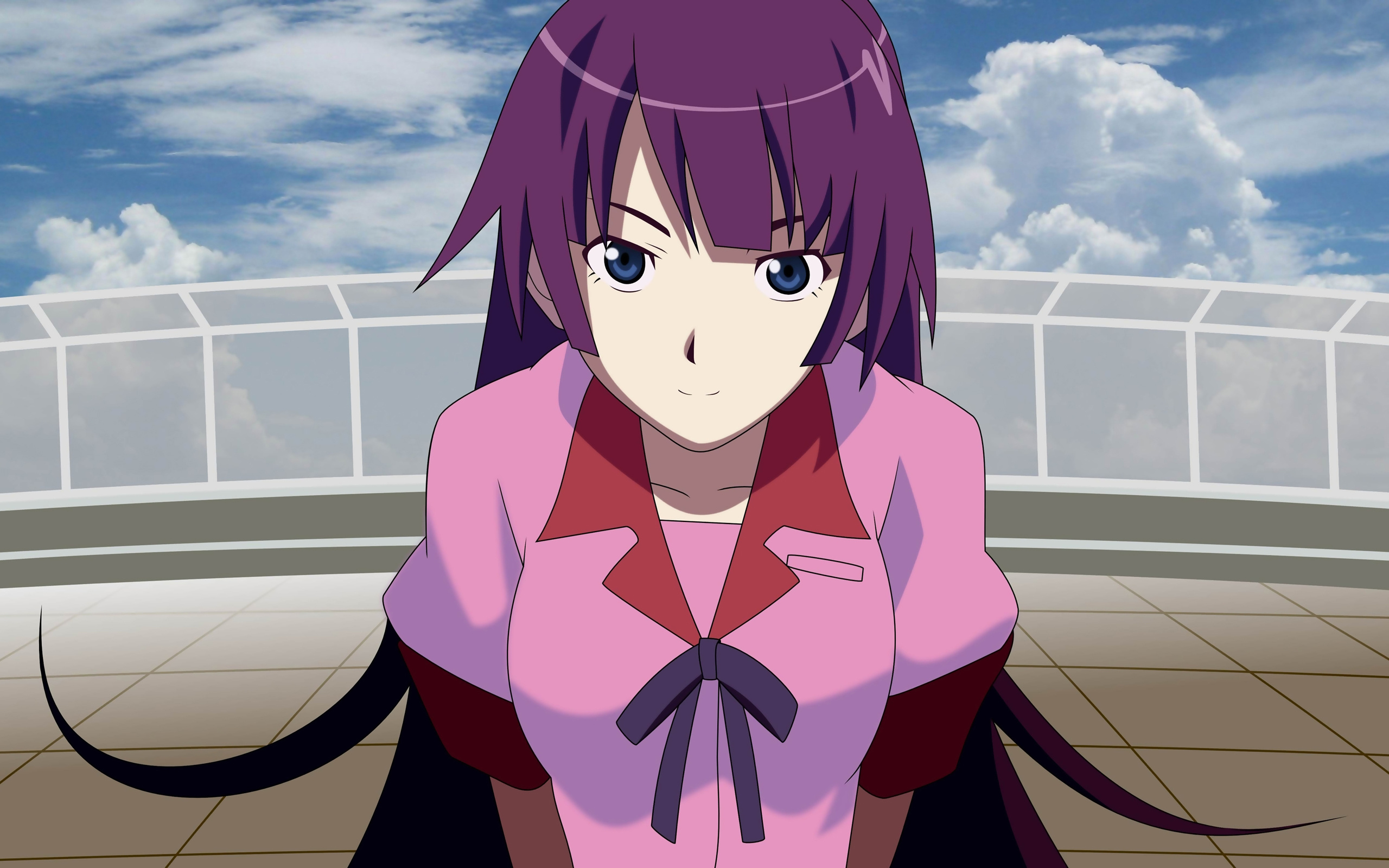 Monogatari anime, Stunning illustration, Anime girls, Purple-haired beauty, 2560x1600 HD Desktop
