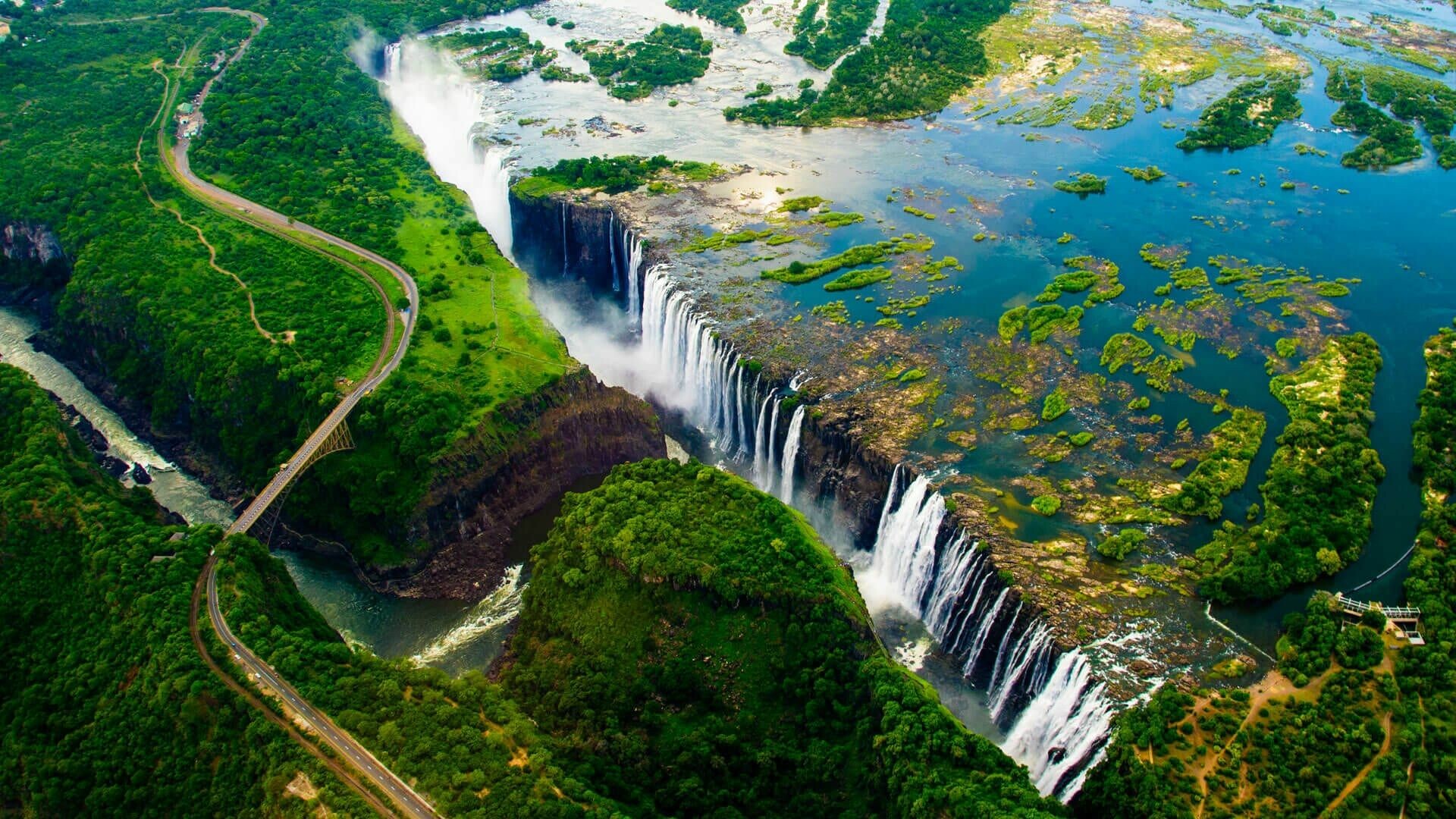 Victoria Falls: African waterfall, Home to a variety of wildlife, including hippos, elephants, and buffalo. 1920x1080 Full HD Wallpaper.
