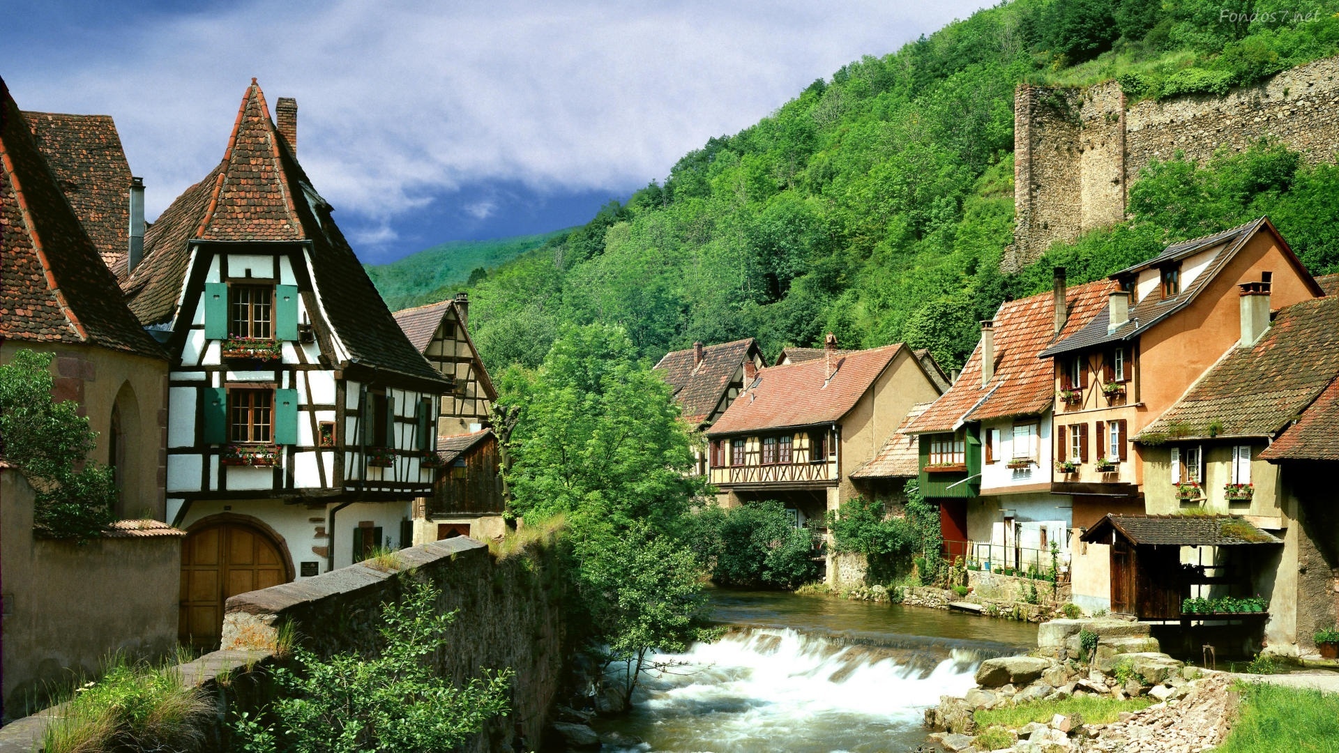 French mountain village, Nature's oasis, Scenic wonder, Tranquil haven, 1920x1080 Full HD Desktop