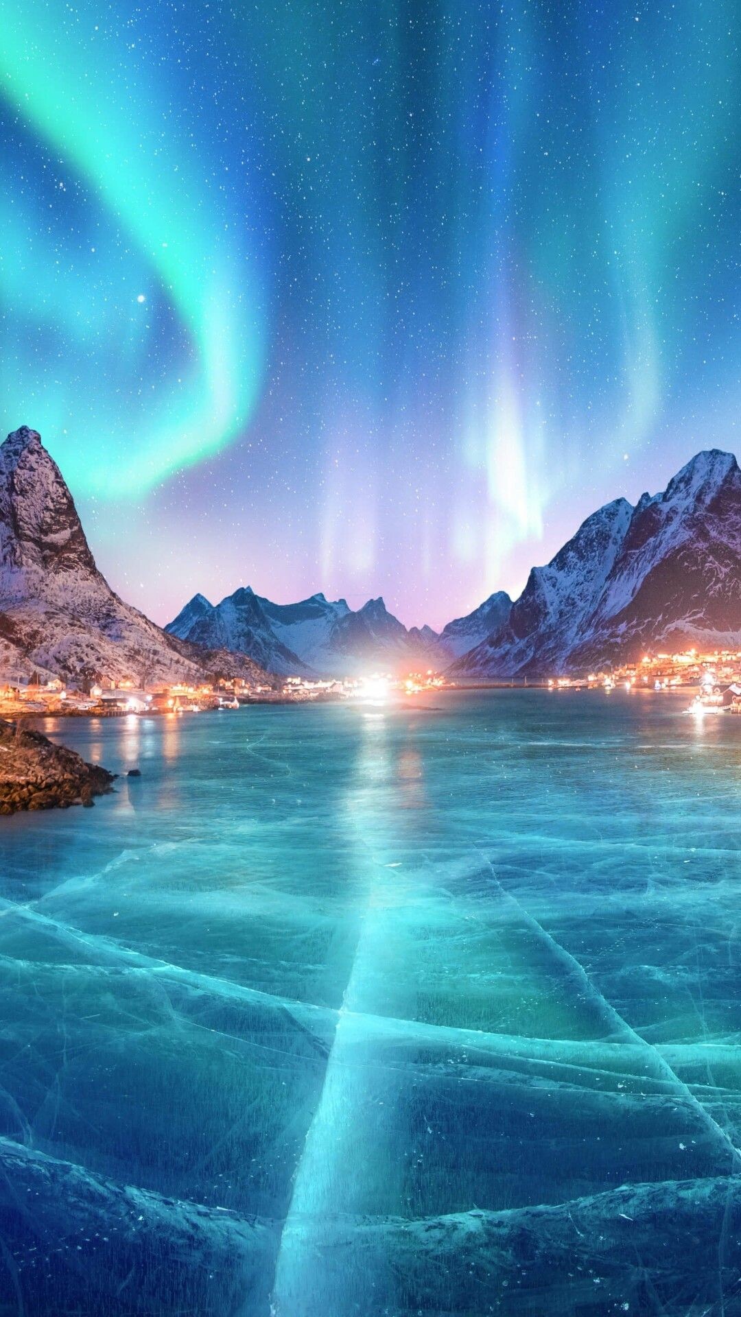 Aurora Borealis: Spectacular natural phenomenon, Northern lights. 1080x1920 Full HD Wallpaper.