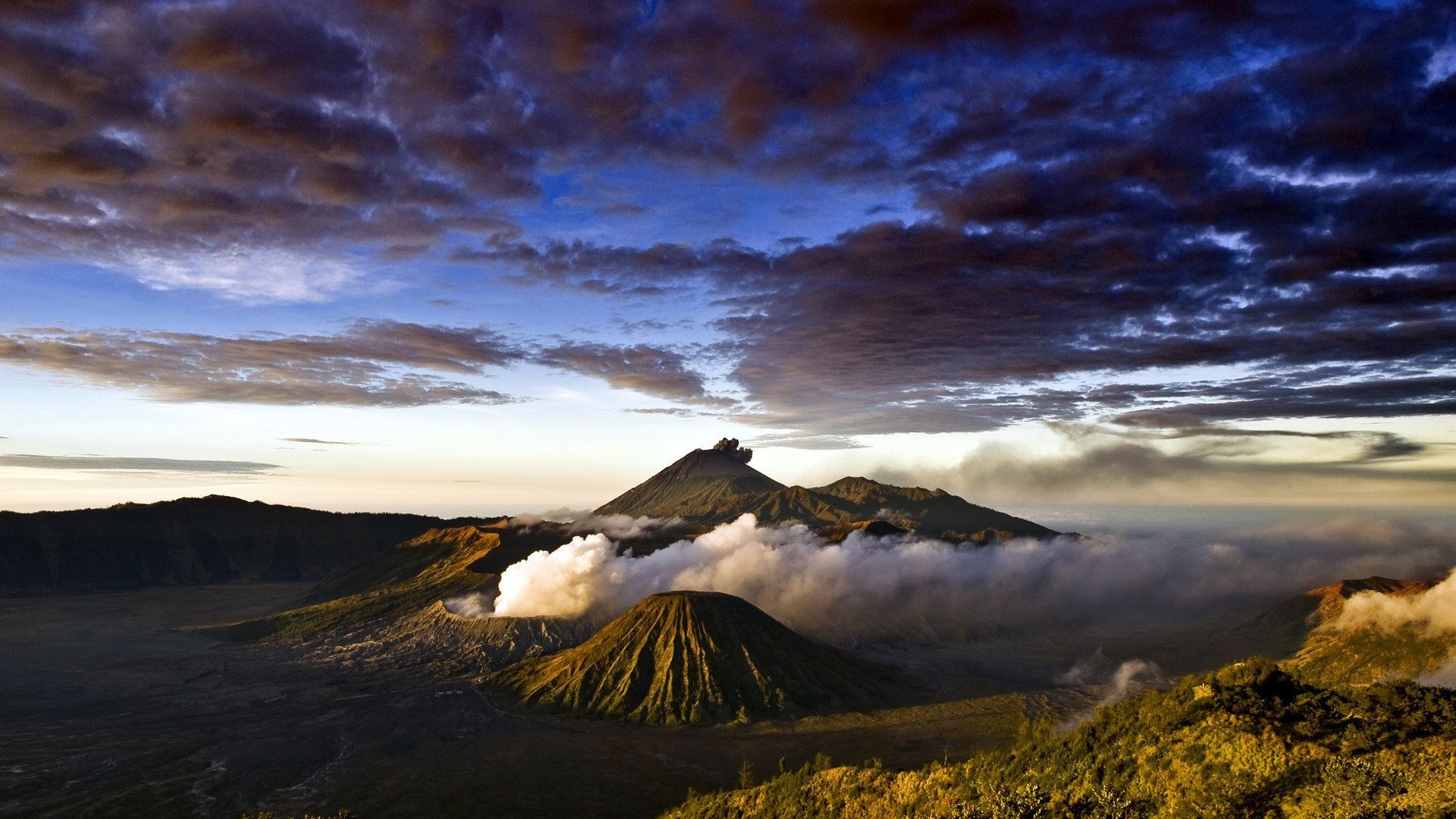 Mount Bromo, Majestic volcano, Java island, Natural wonder, 1920x1080 Full HD Desktop
