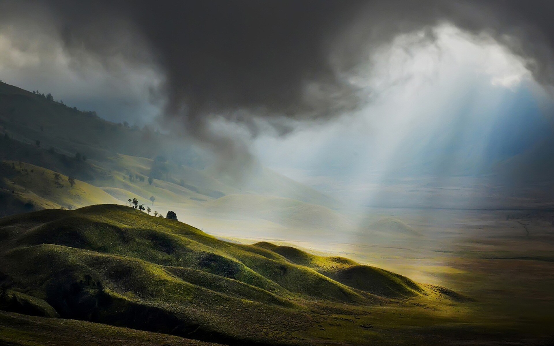 National Geographic: Natural surroundings, Green terrain, Landscape, Fog, Scenery. 1920x1200 HD Wallpaper.